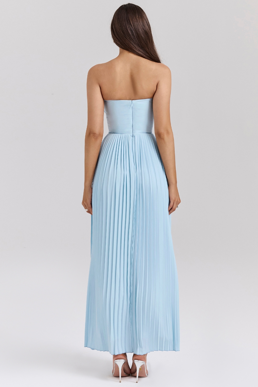 Ocean Blue Pleated Maxi Dress - TREBLEV