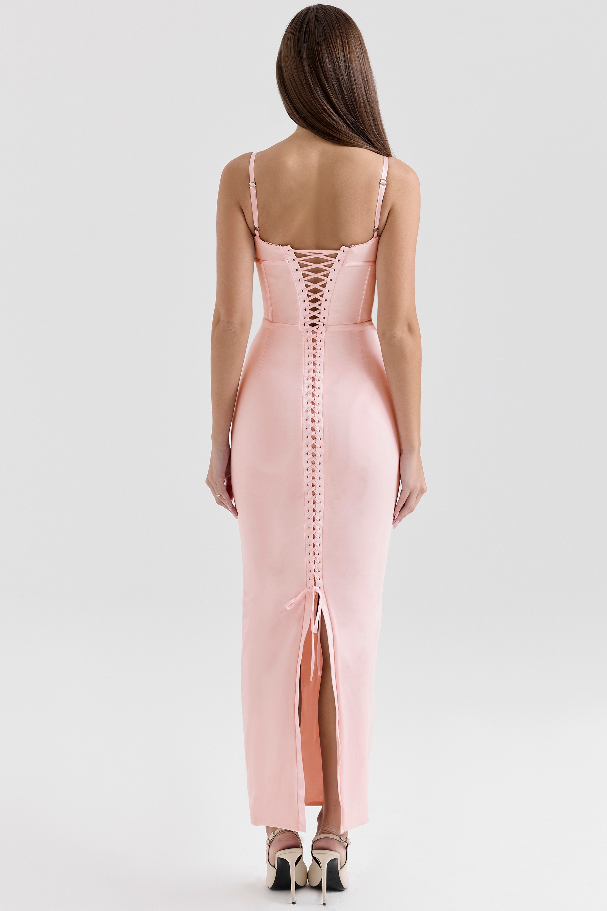 Pink Mesh Bodycon Maxi Dress - TREBLEV