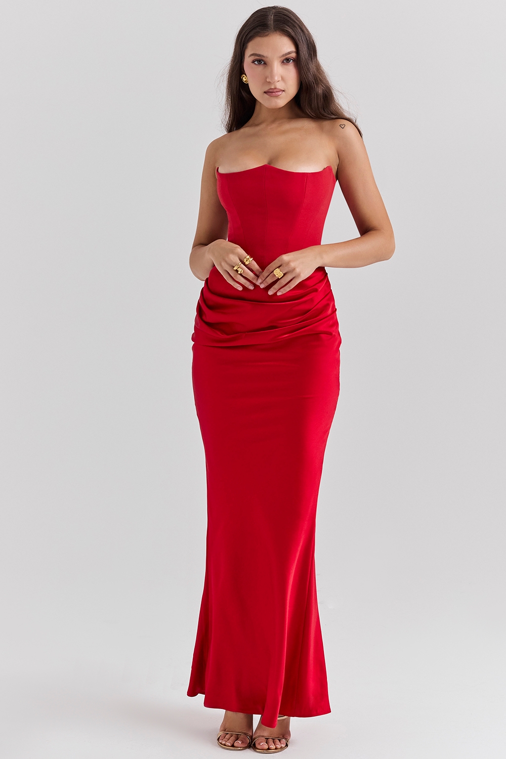 Scarlet Strapless Corset Maxi Dress - TREBLEV