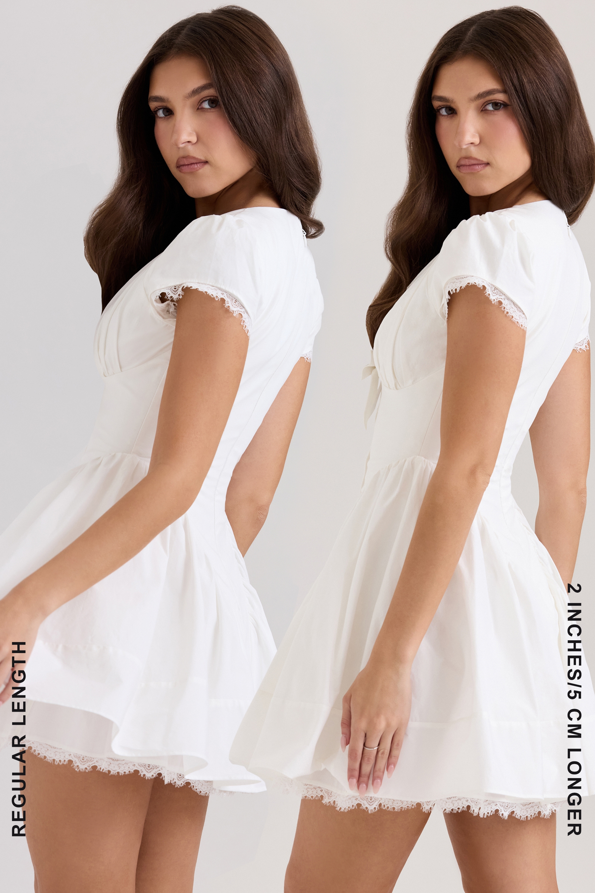 White Stretch Cotton Mini Dress - TREBLEV