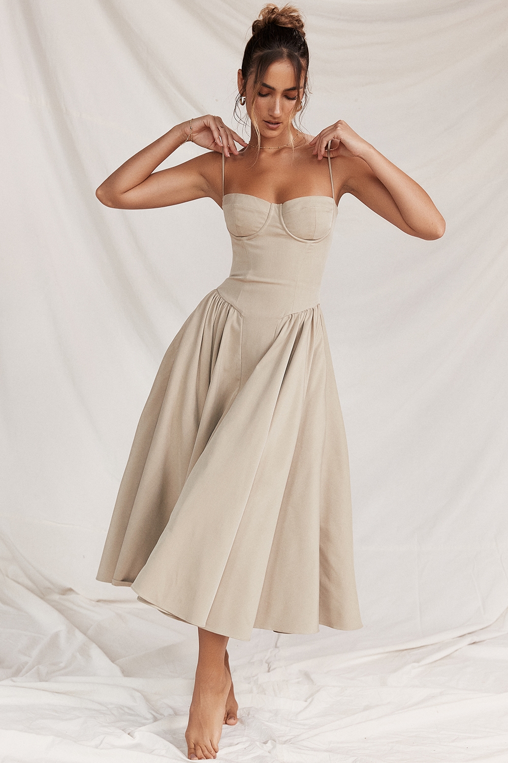 Taupe Corset Sundress - TREBLEV