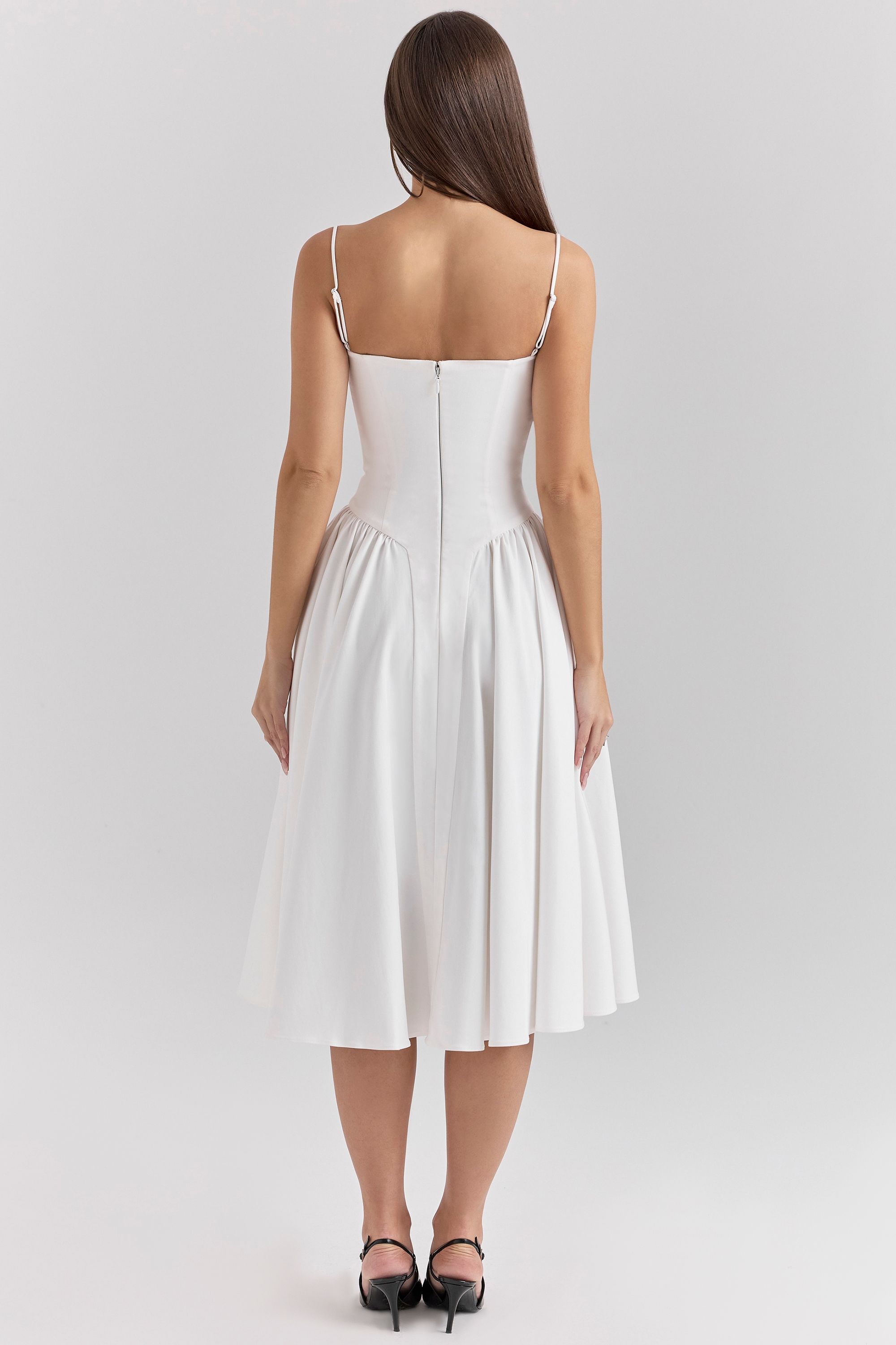 White Corset Midi Dress - TREBLEV