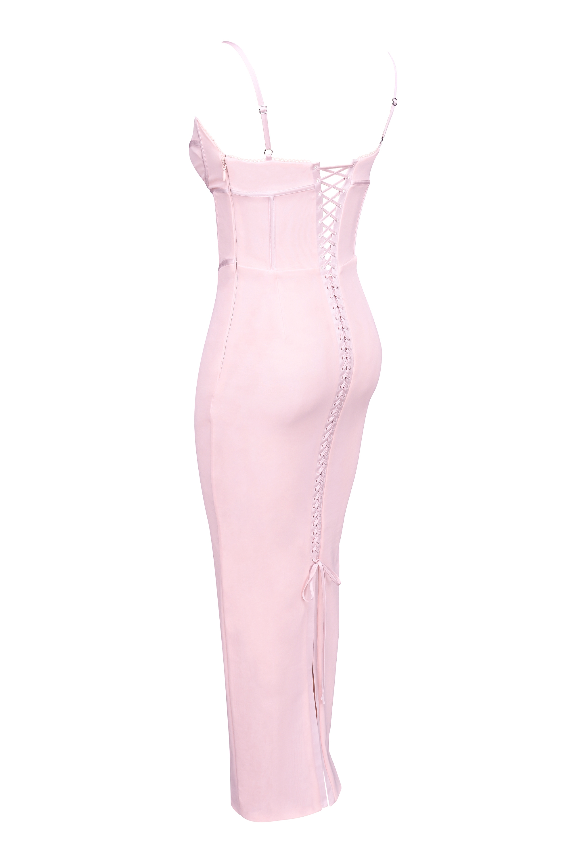 Pink Mesh Bodycon Maxi Dress - TREBLEV