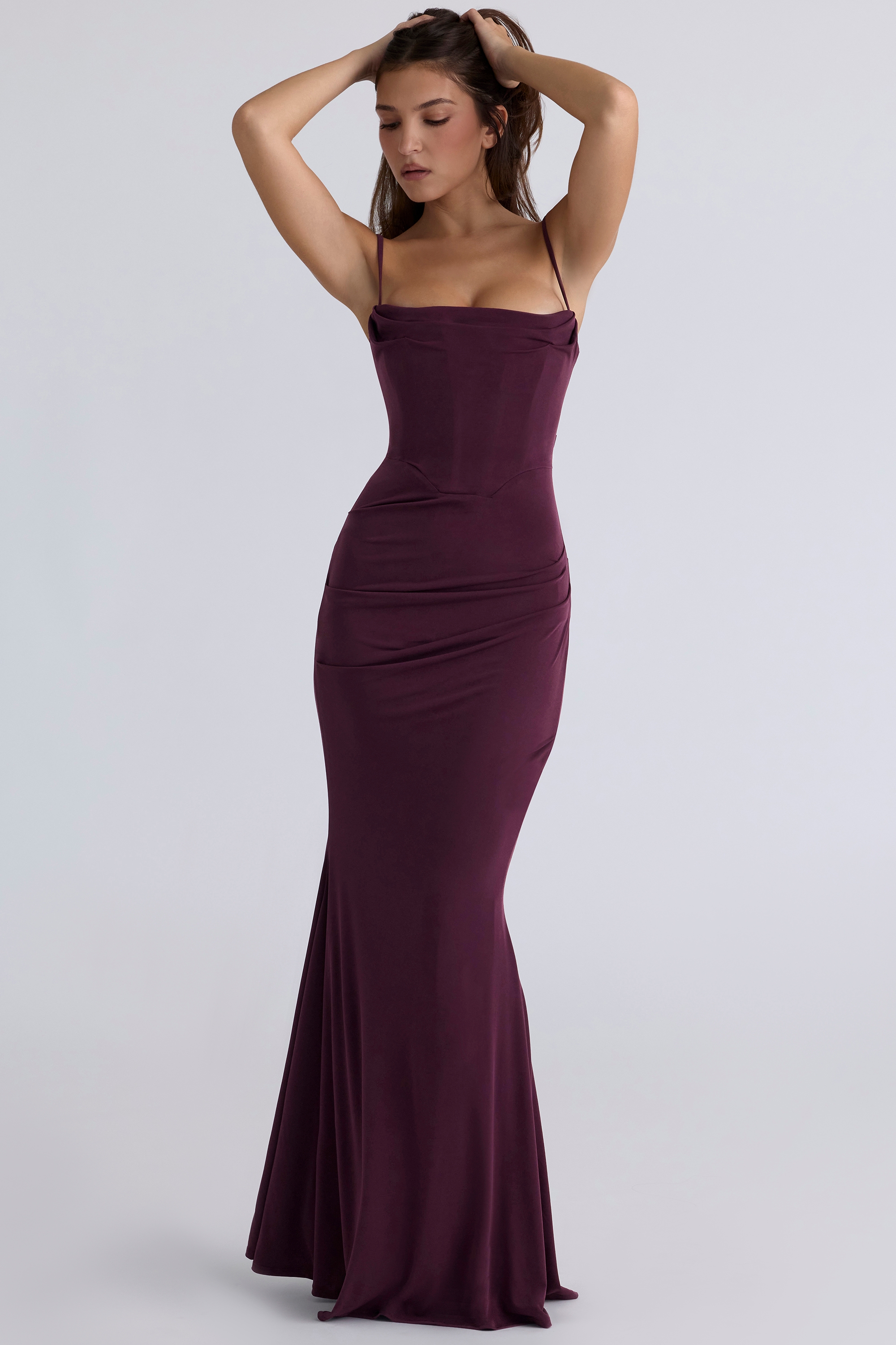 Dark Cherry Corset Maxi Dress - TREBLEV