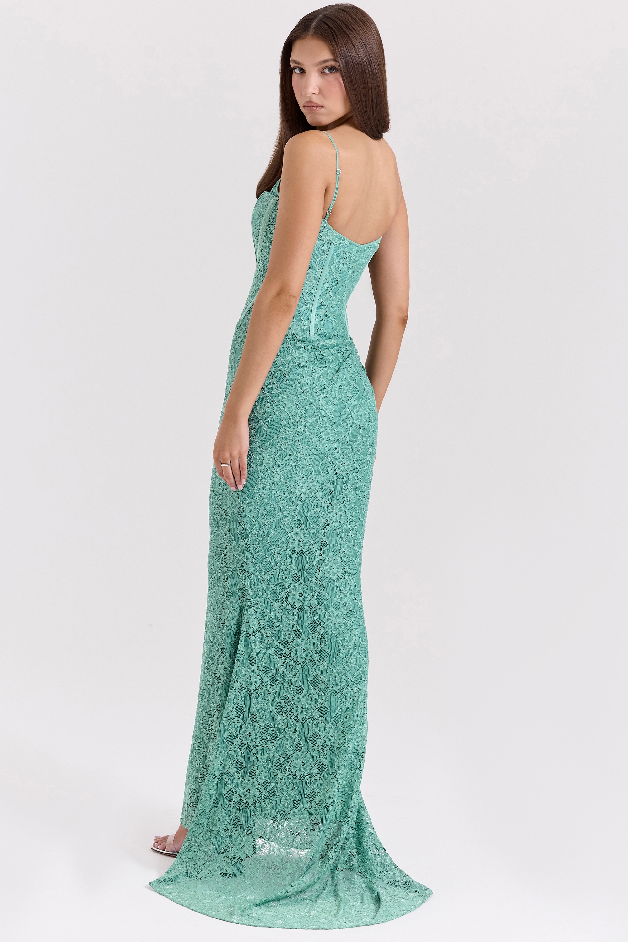 Jade Lace Corset Maxi Dress - TREBLEV