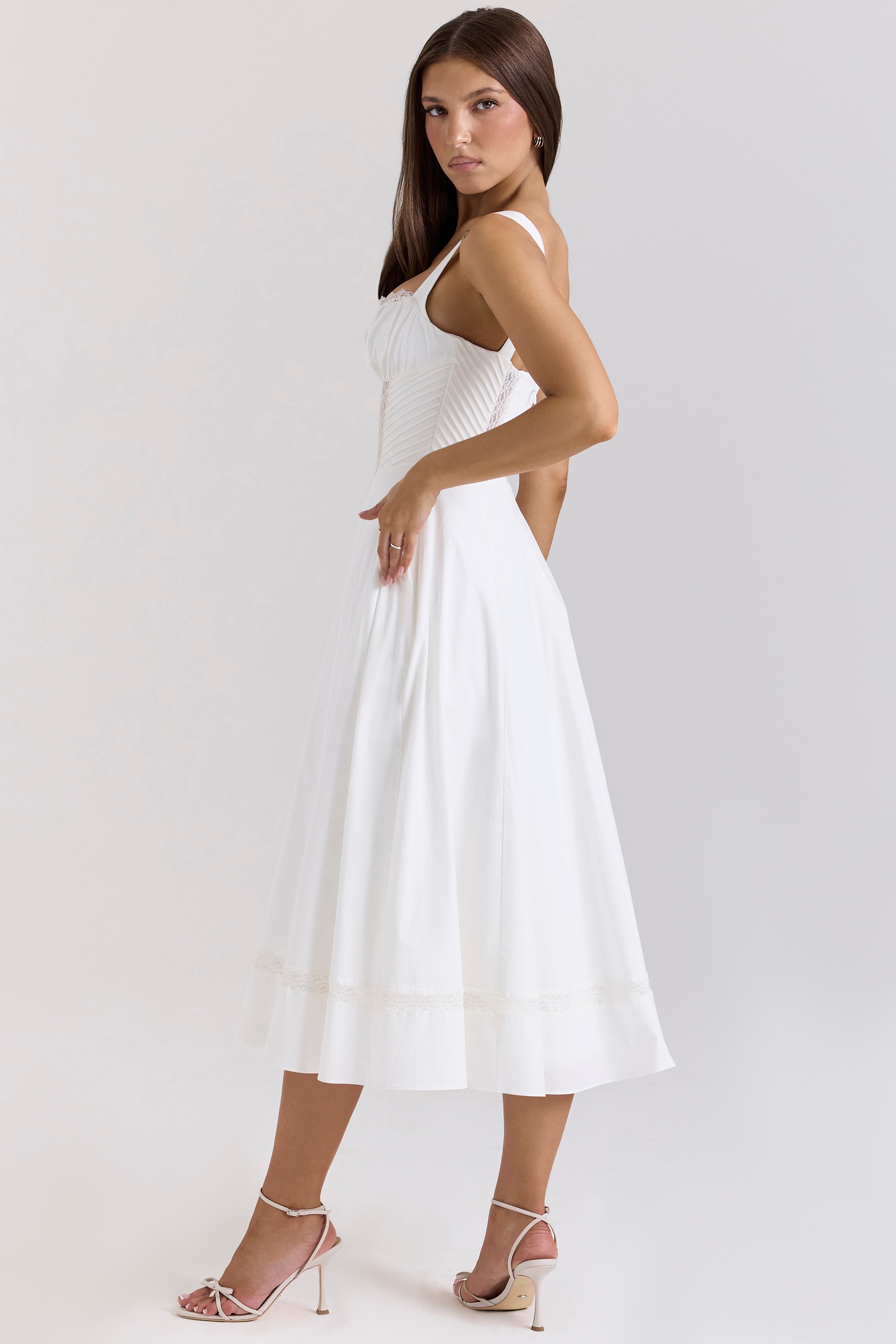 White Cotton Midi Sundress - TREBLEV