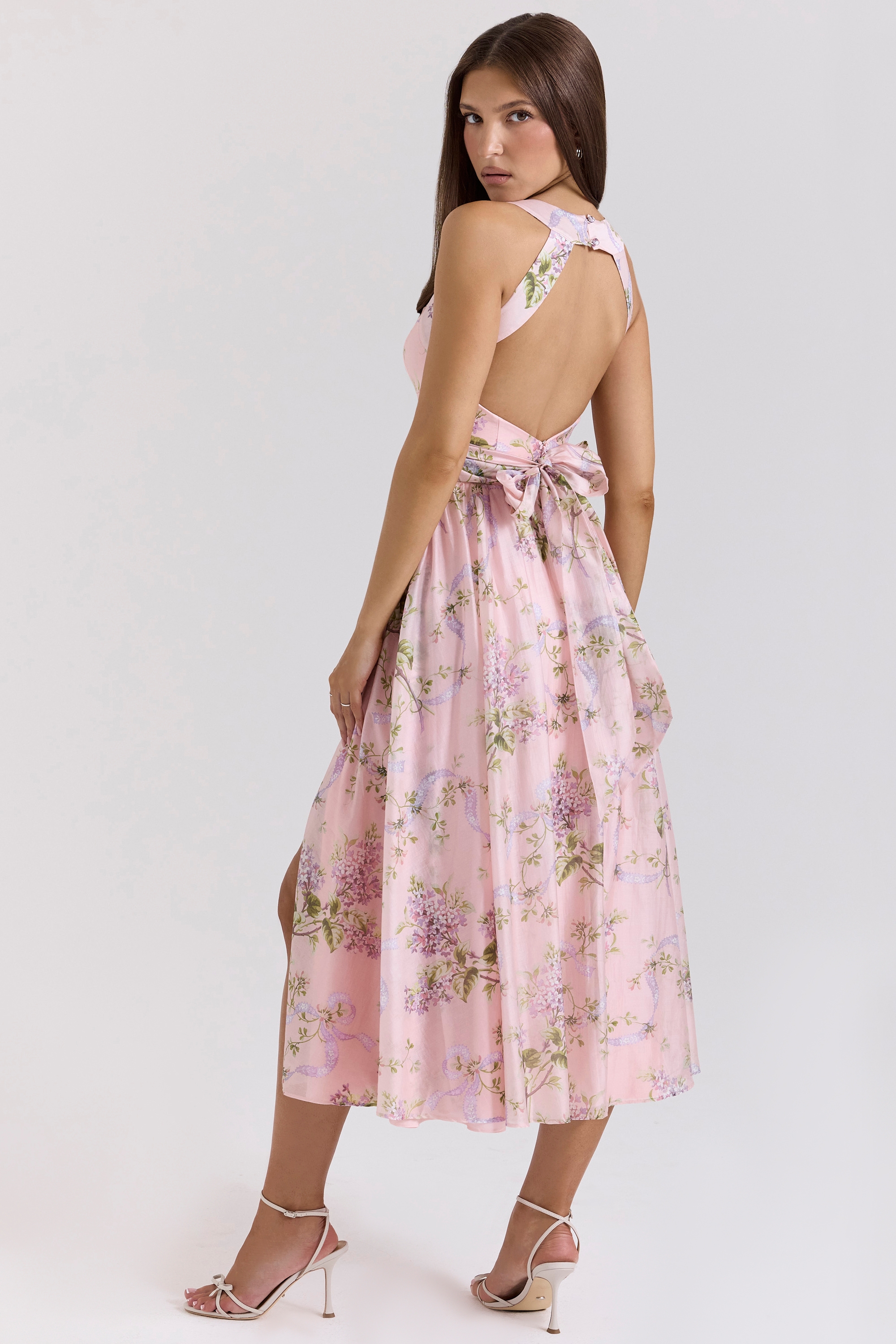 Pink Floaty Chiffon Midi Sundress - TREBLEV