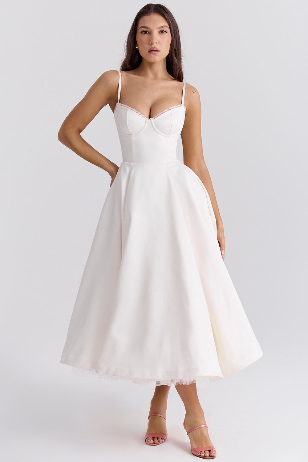 White Tulle Midi Dress - TREBLEV