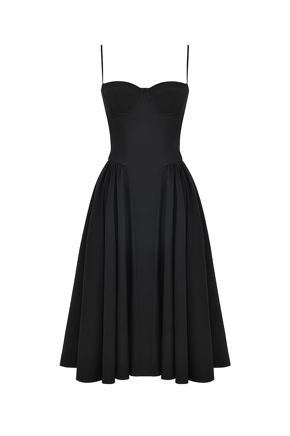 Black Corset Midi Dress - TREBLEV
