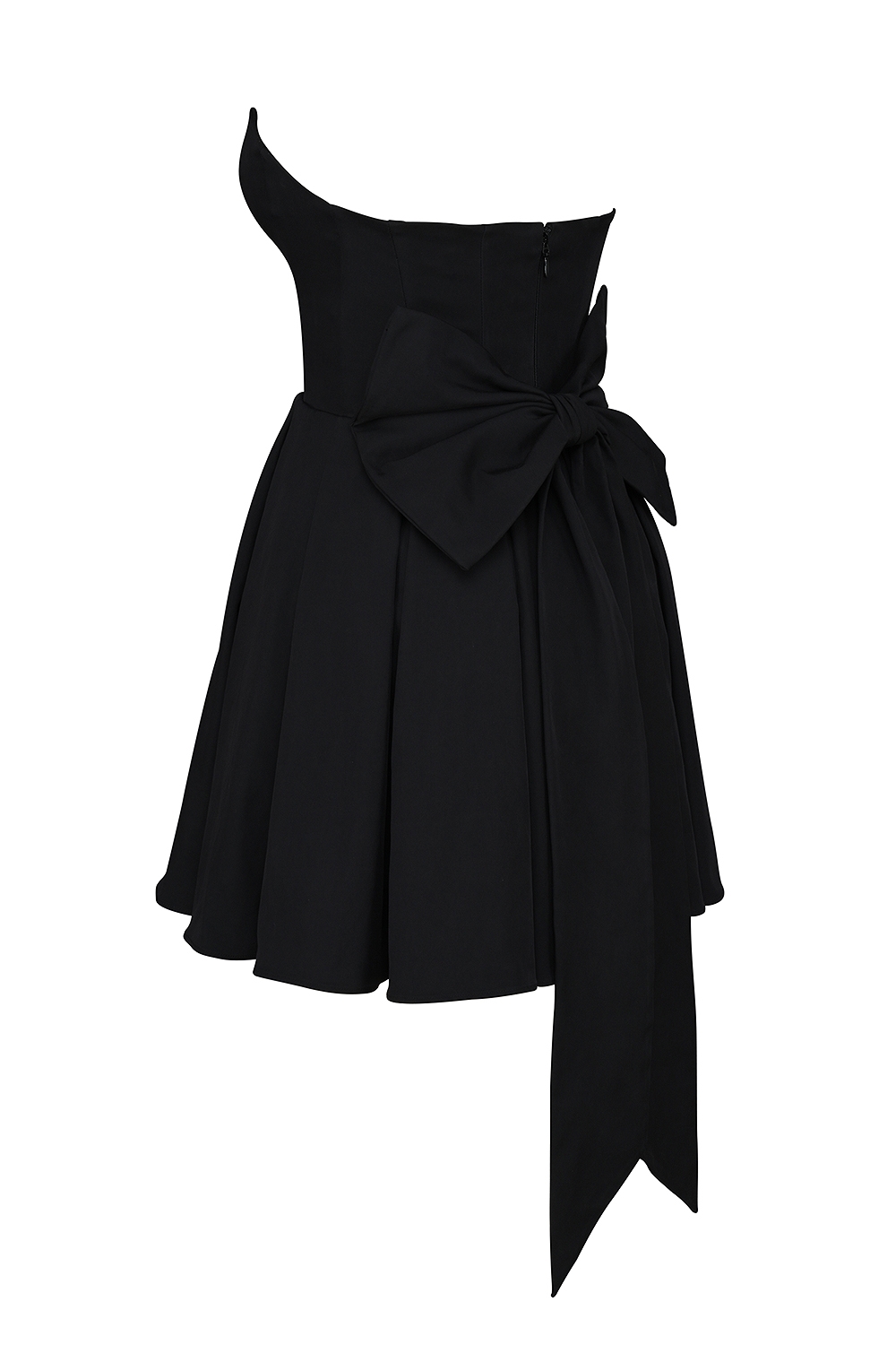 Black Strapless Detachable Bow Mini Dress - TREBLEV