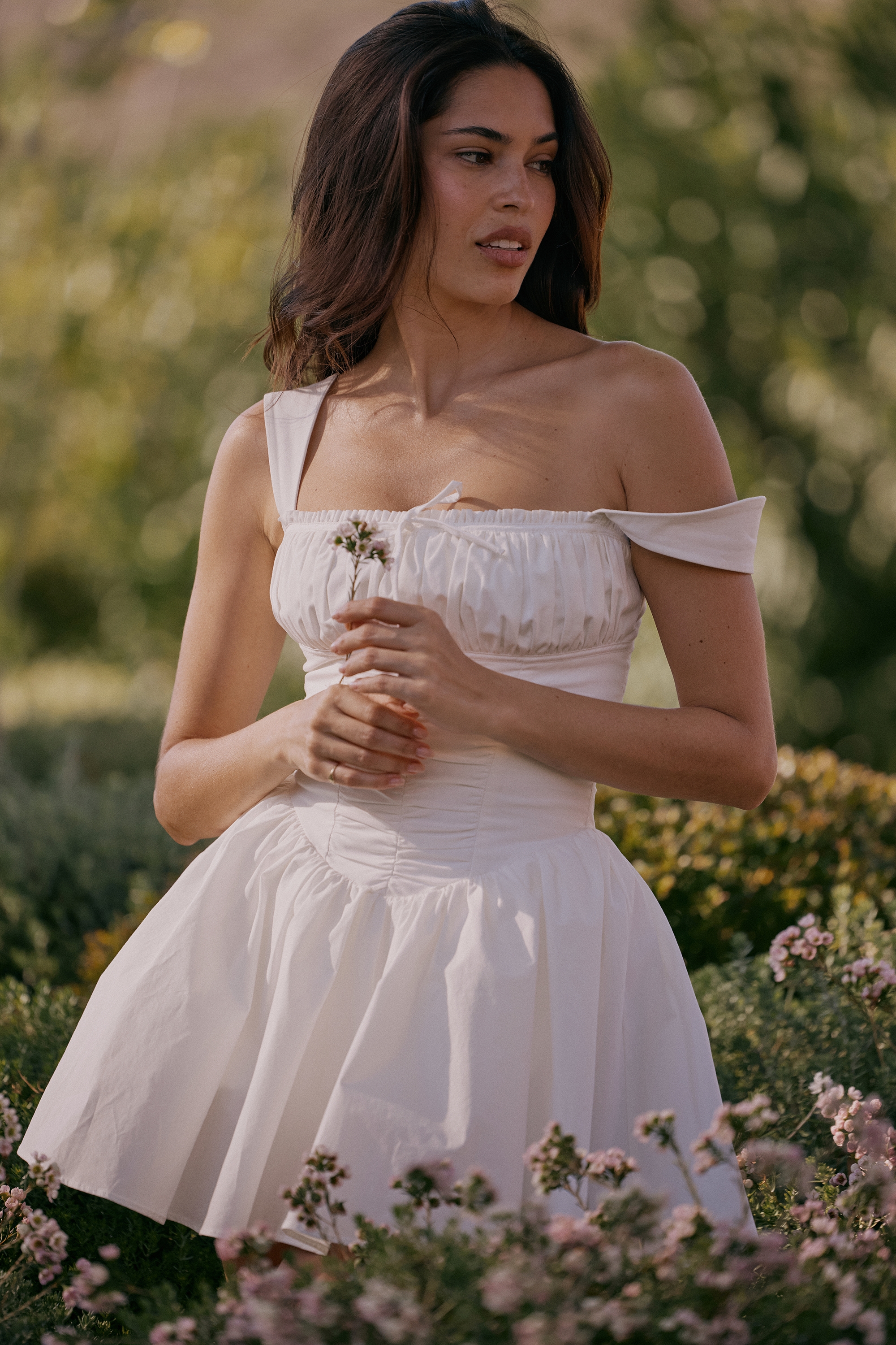 White Cotton Mini Dress With Bloomers - TREBLEV