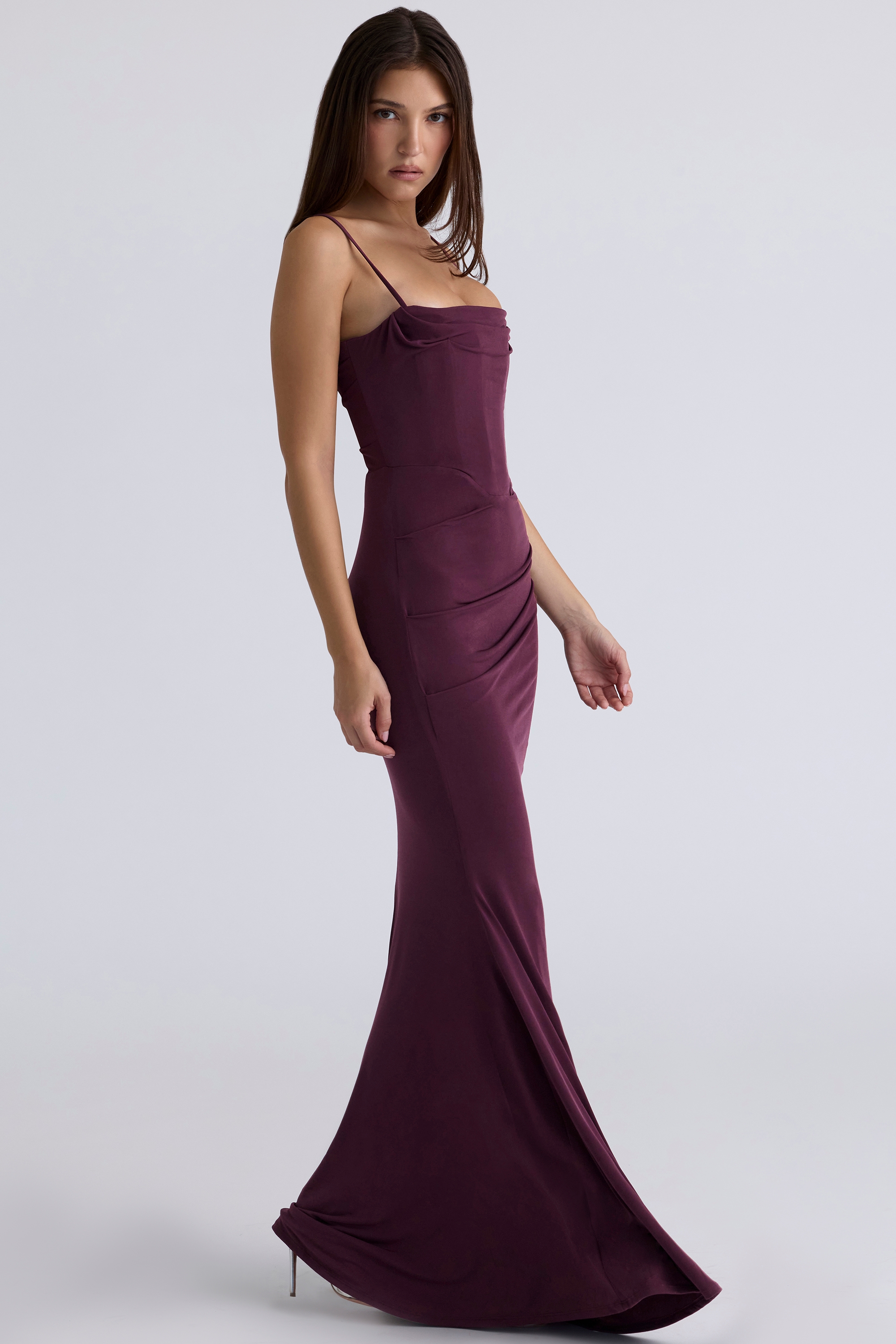 Dark Cherry Corset Maxi Dress - TREBLEV