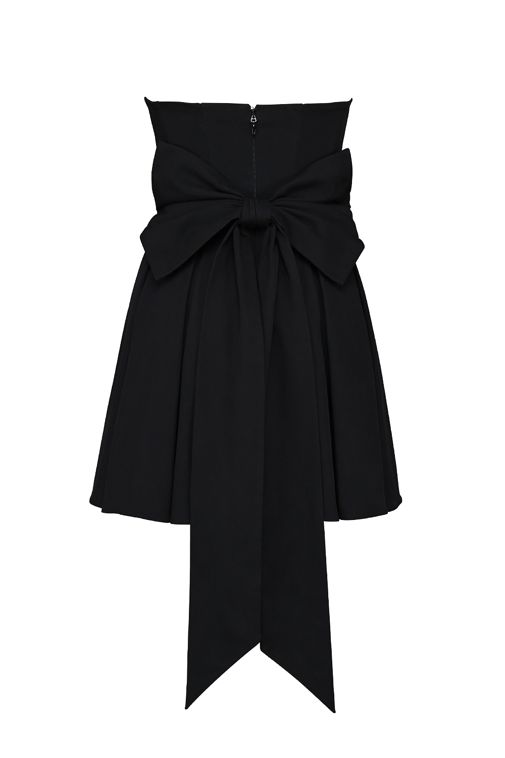 Black Strapless Detachable Bow Mini Dress - TREBLEV