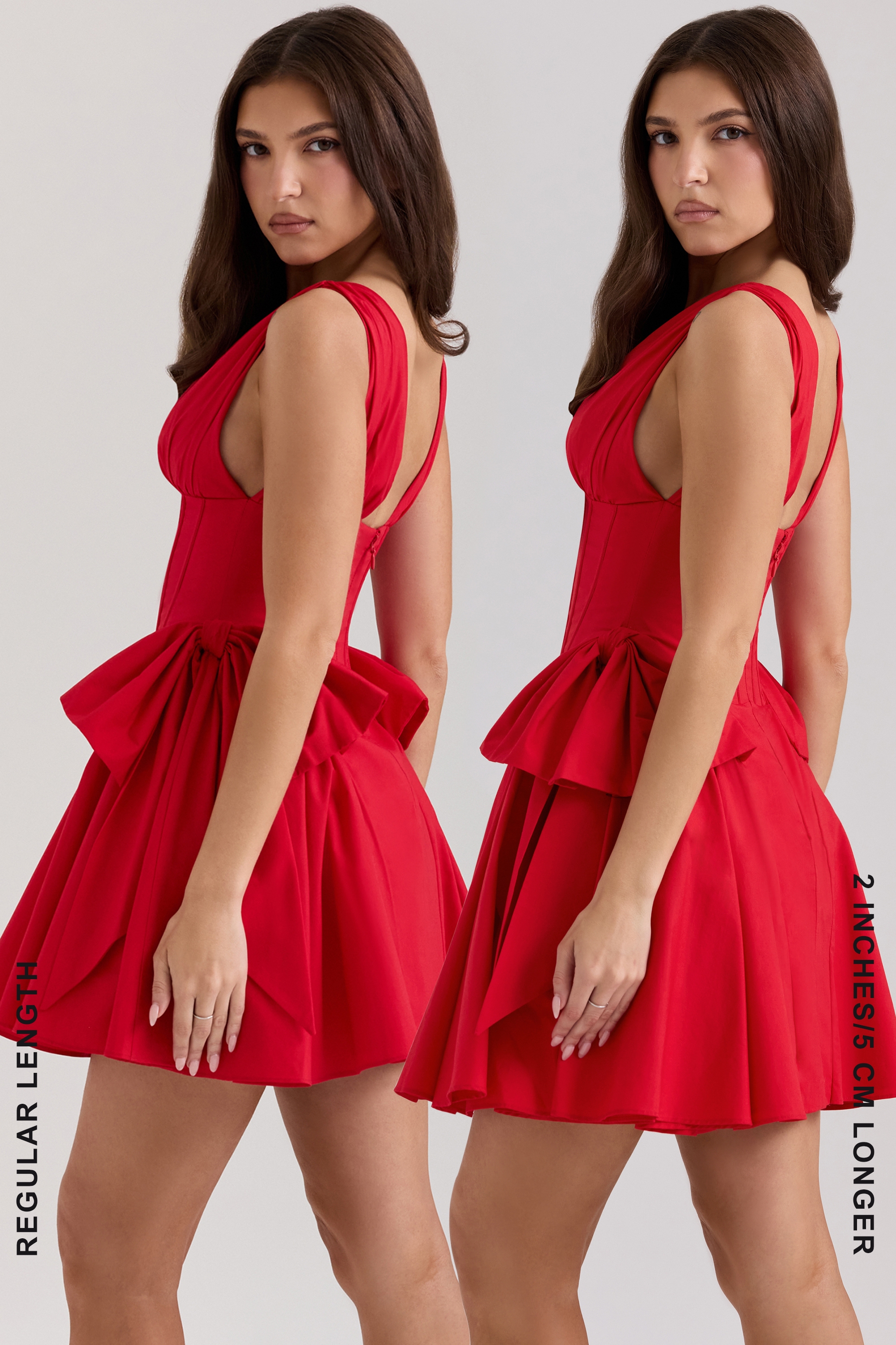 Red Cotton Bow Mini Dress - TREBLEV