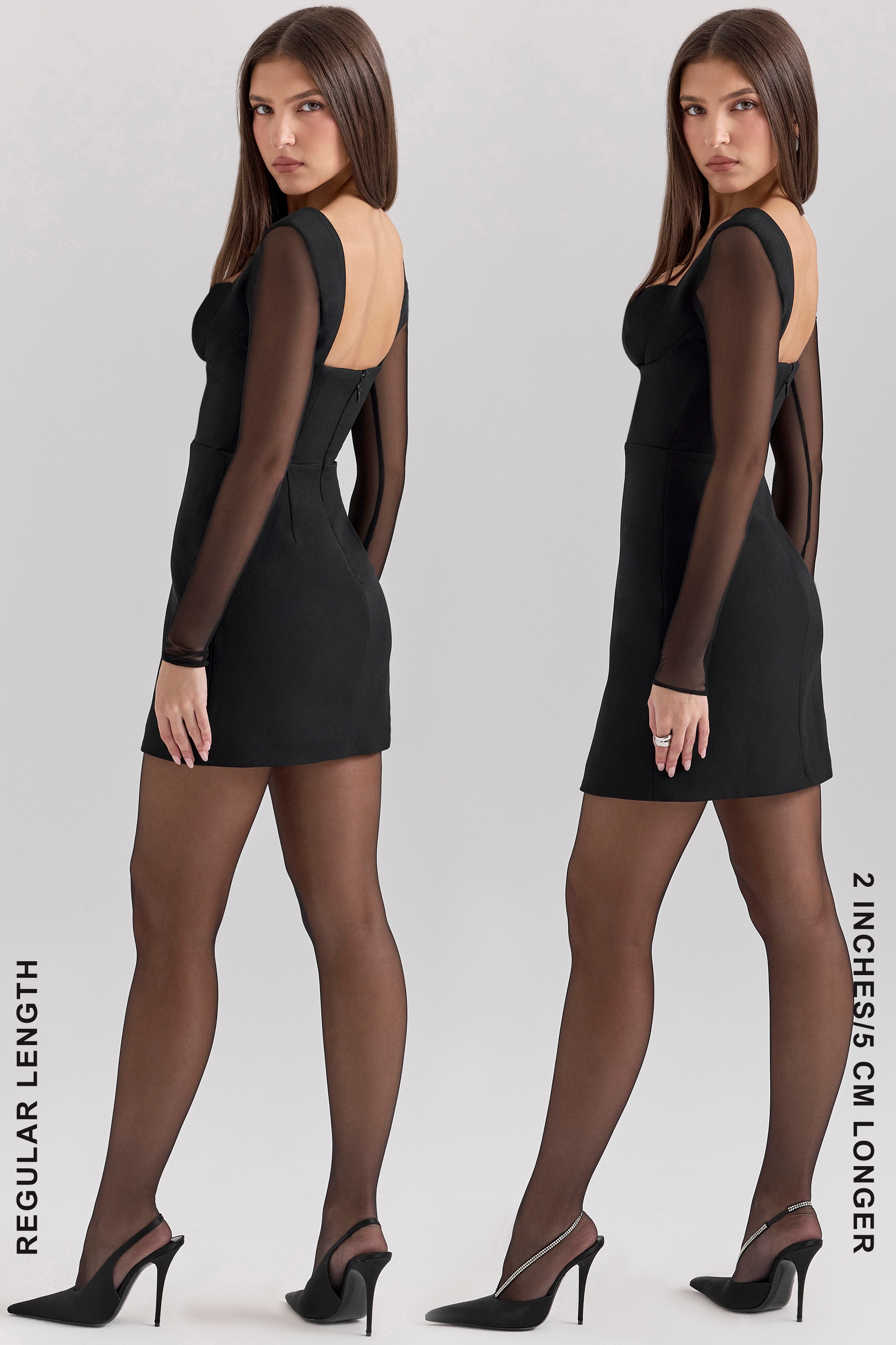 Black Stretch Crepe Plunge Mini Dress - TREBLEV