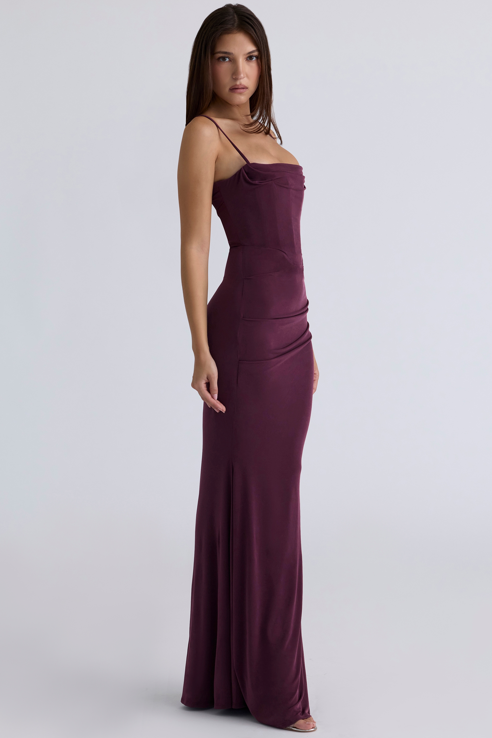 Dark Cherry Corset Maxi Dress - TREBLEV
