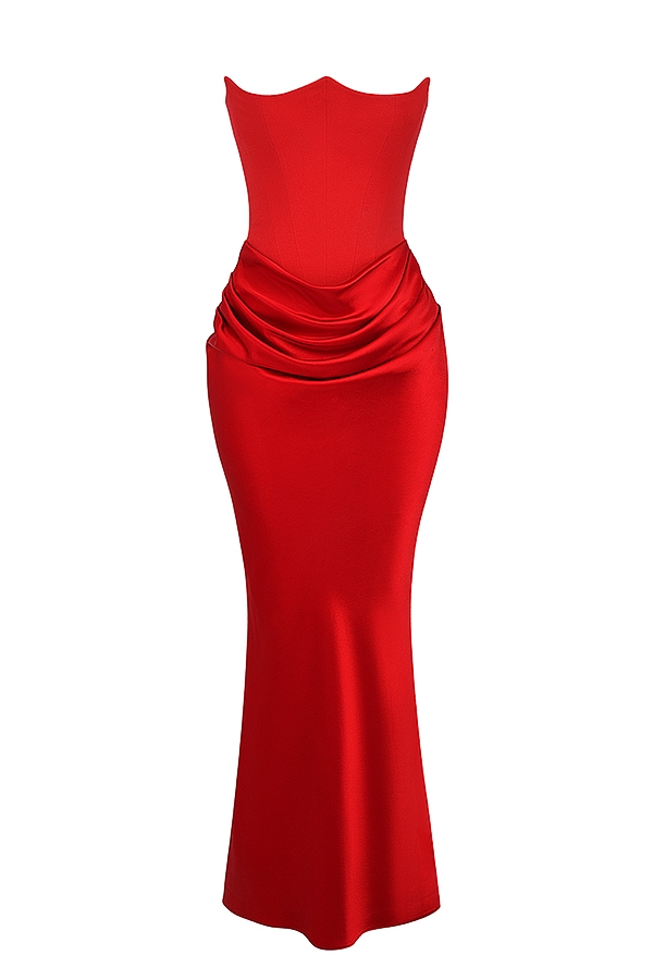 Scarlet Strapless Corset Maxi Dress - TREBLEV