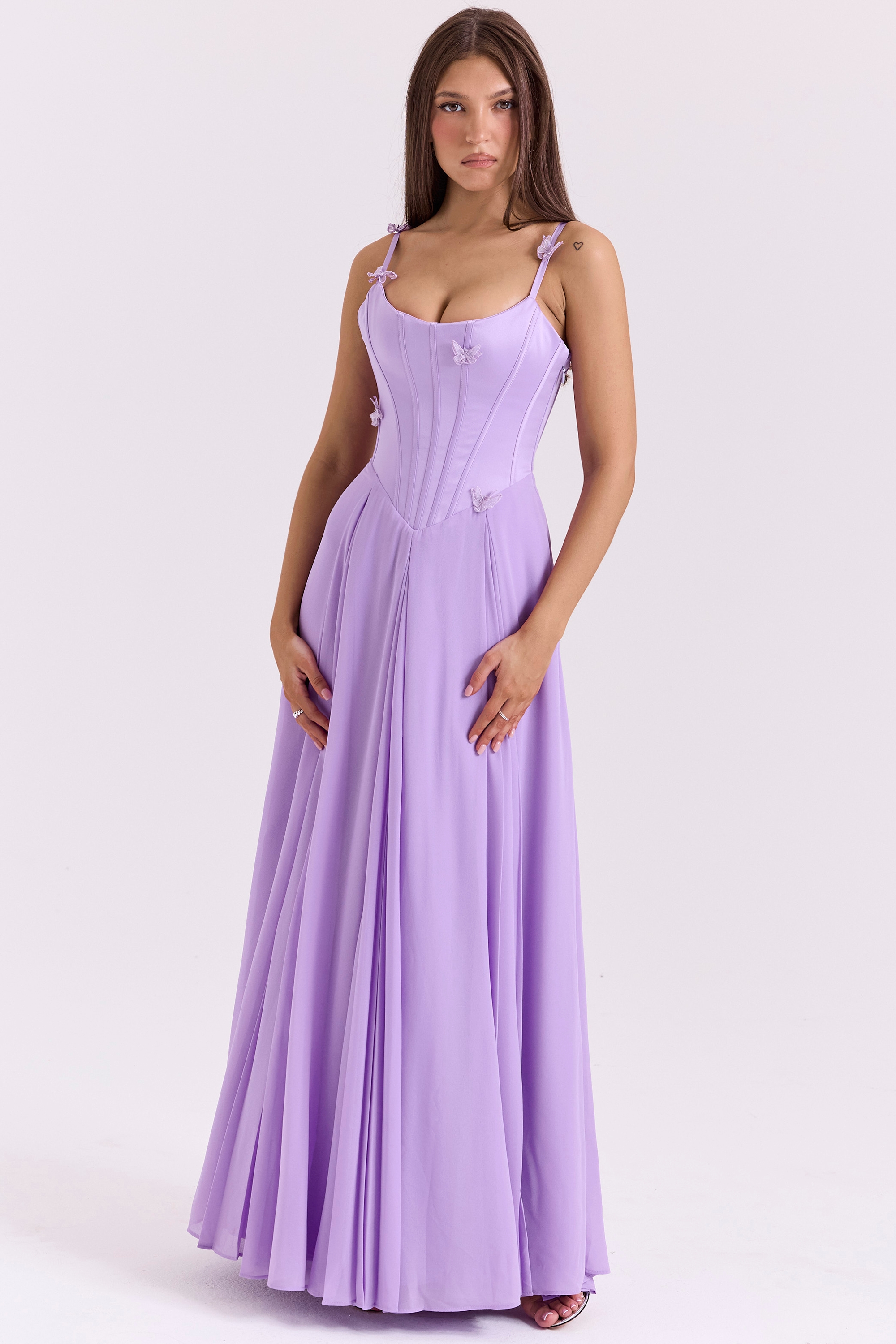 Orchid Butterfly Corset Maxi Dress - TREBLEV