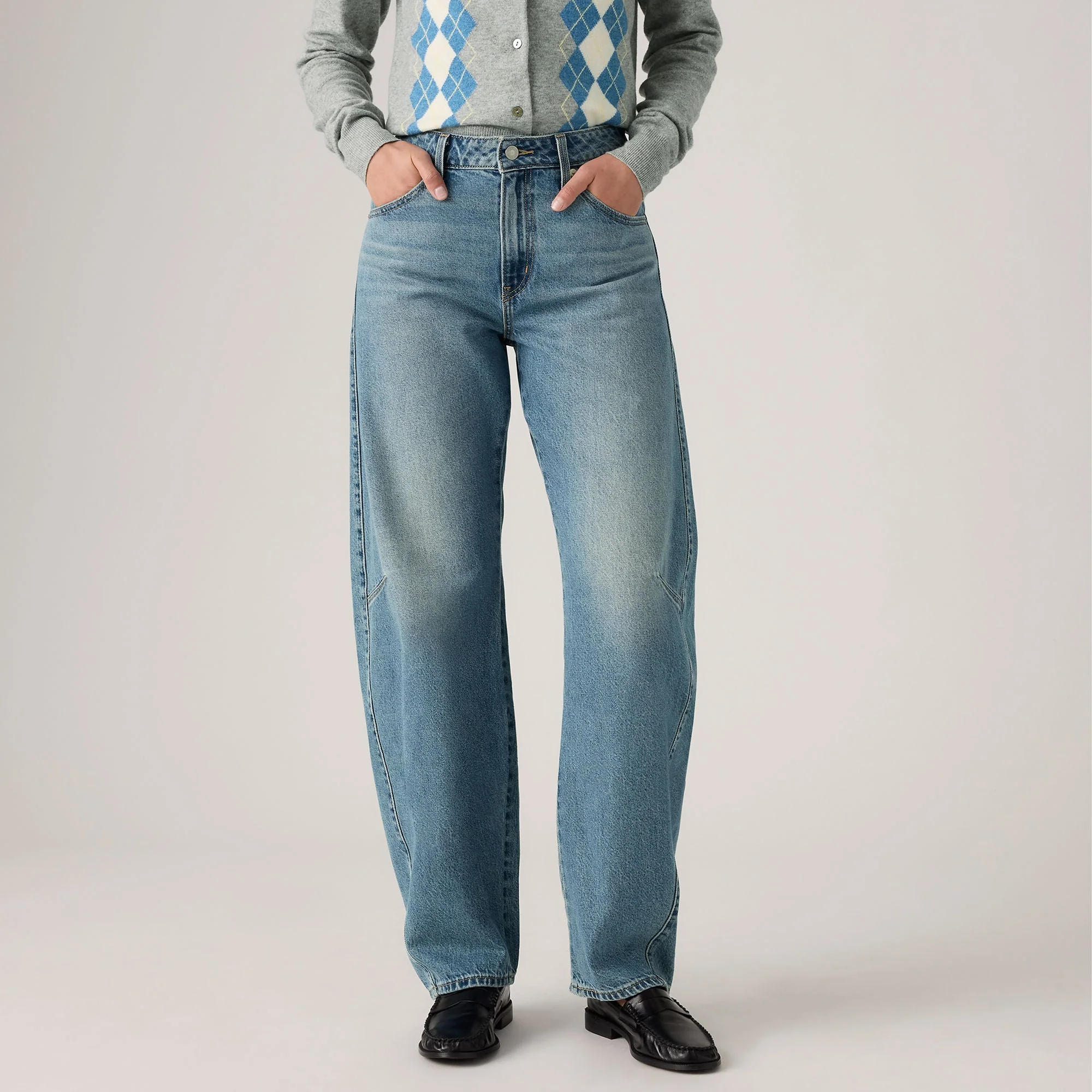 Women's Baggy Dad Barrel Jeans - XNAUWBI