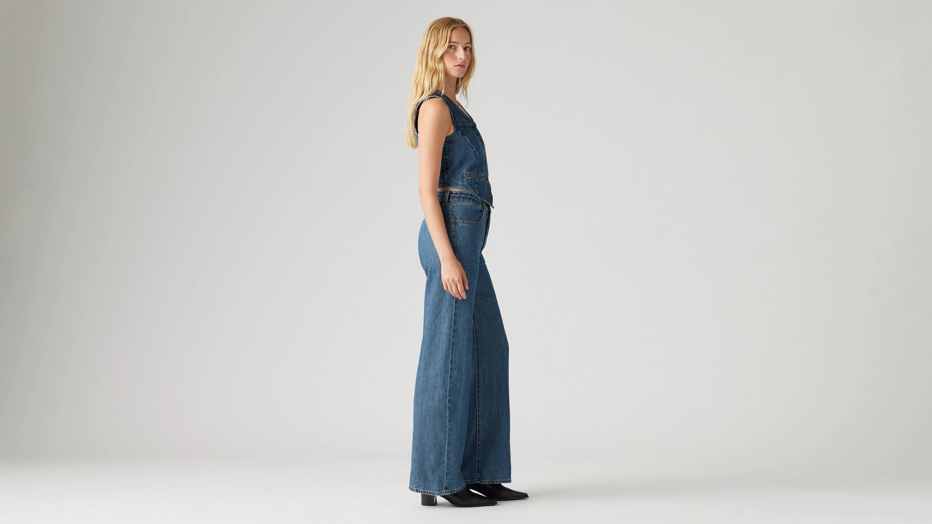 Women's Wide-Leg Braided Jeans - XNAUWBI