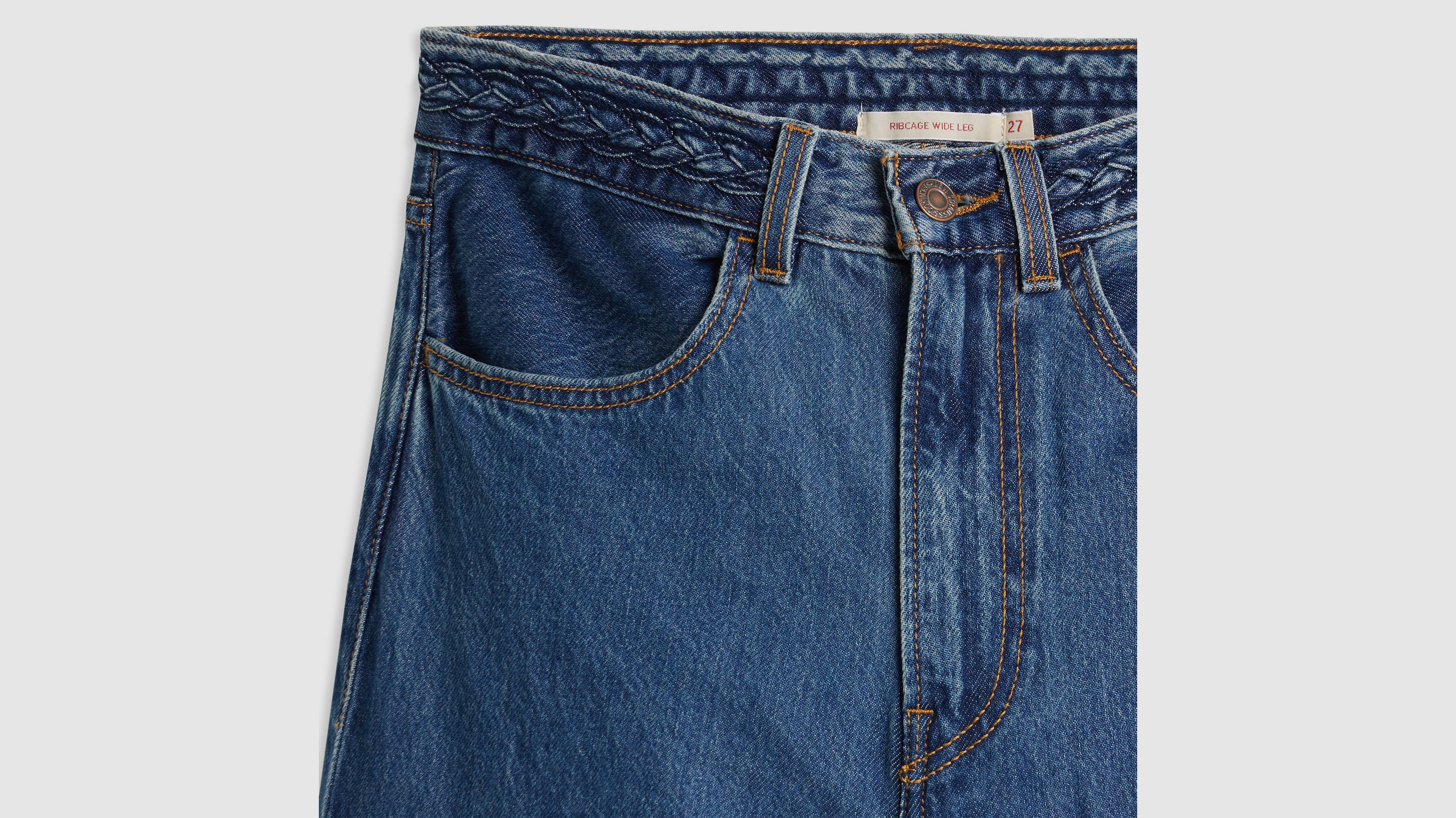 Women's Wide-Leg Braided Jeans - XNAUWBI