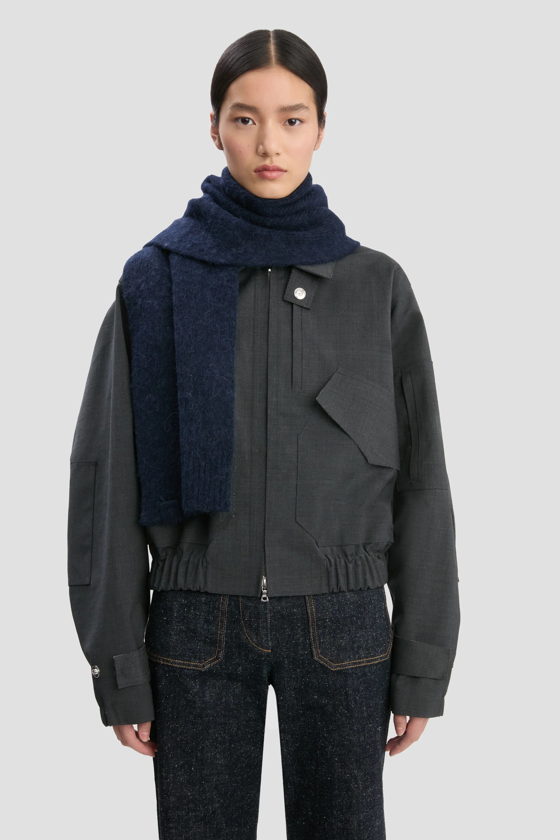Alpaca Scarf In Navy - XNAUWBI