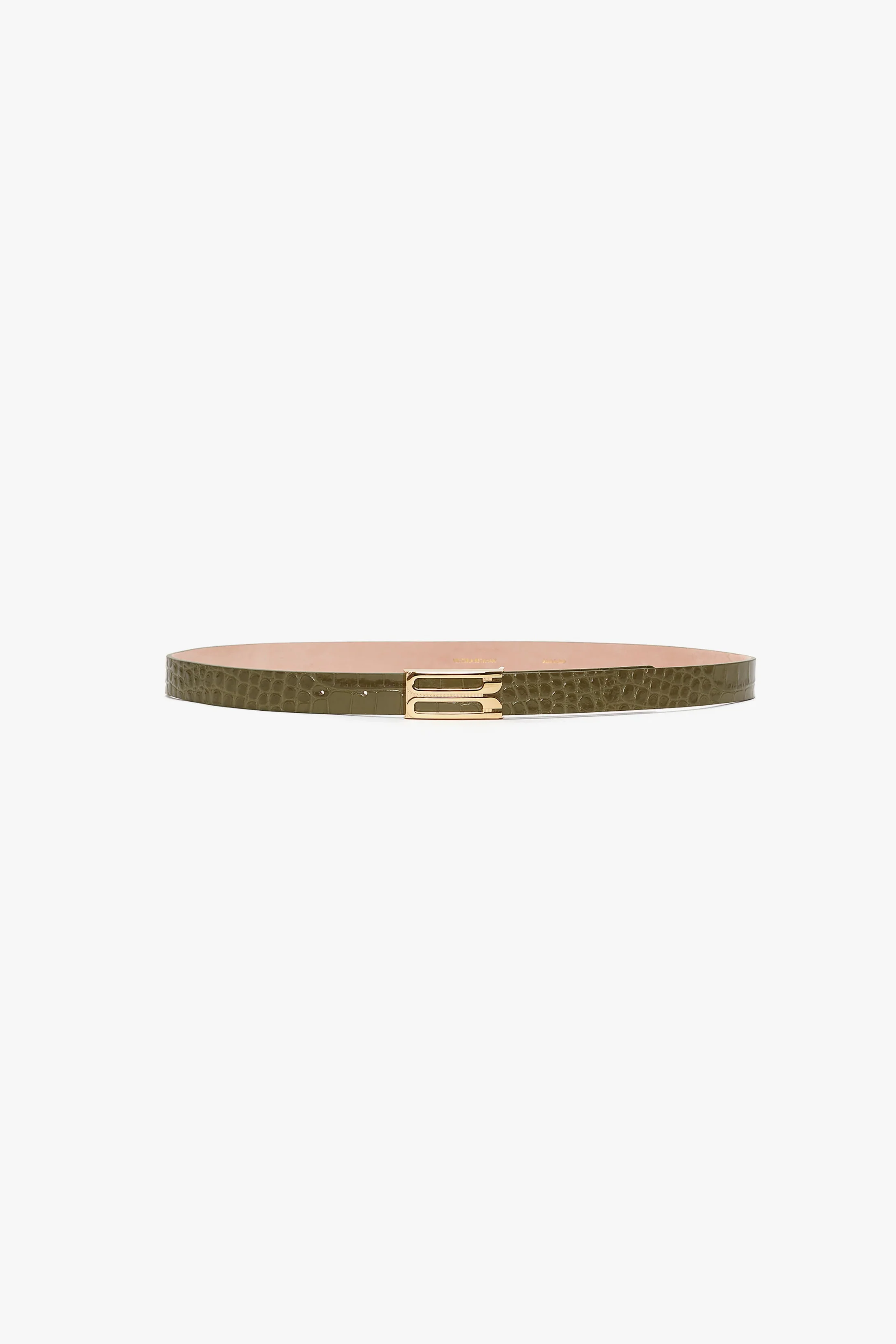 Dorian Belt In Khaki Croc Embossed Calf Leather - XNAUWBI