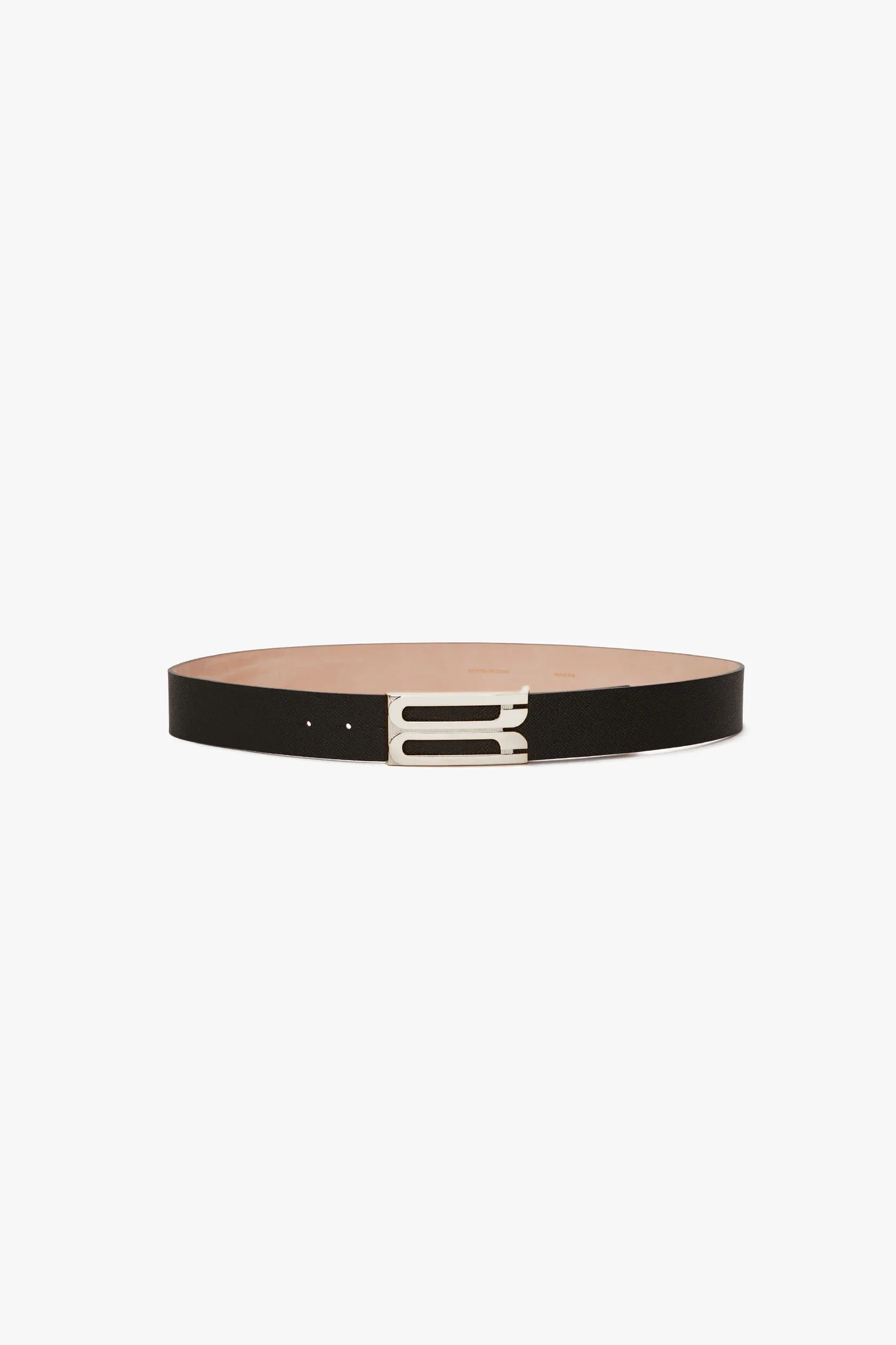 Silver Buckle Jumbo Dorian Belt In Black Grained Leather - XNAUWBI