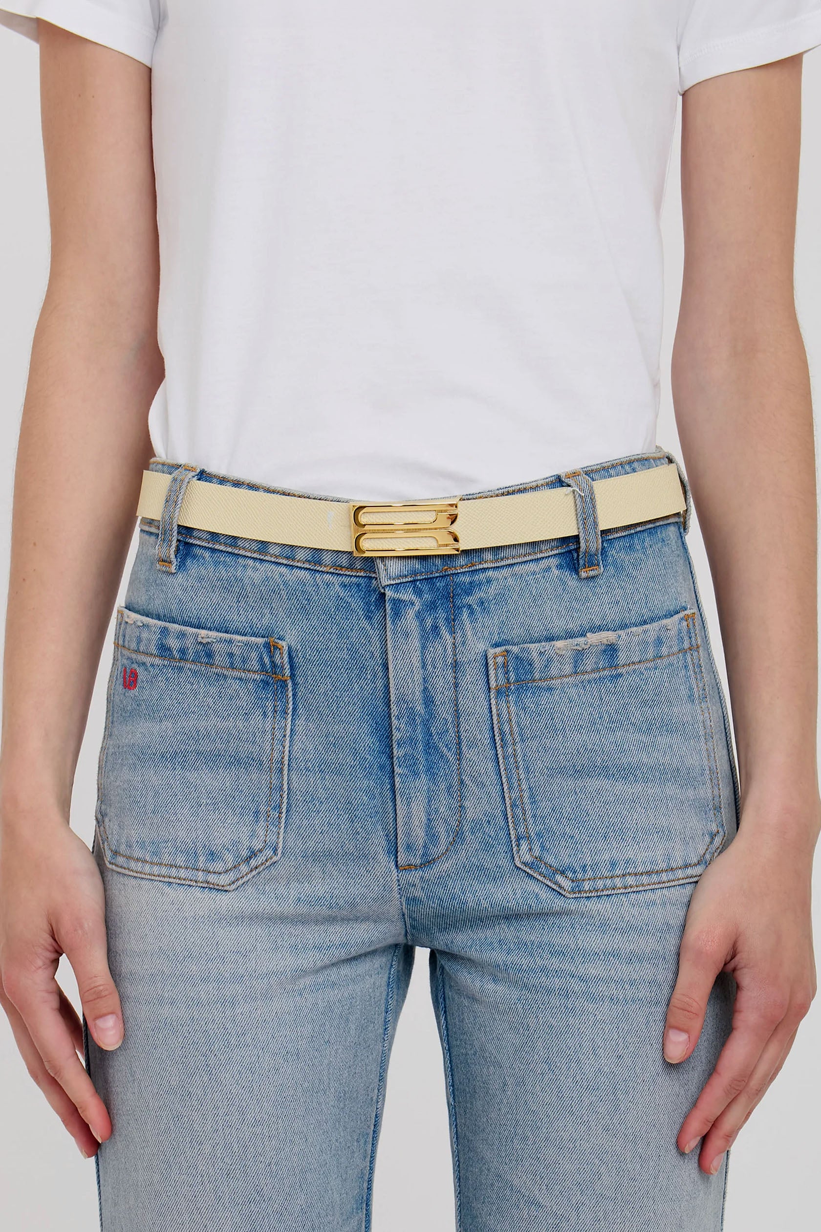 Dorian Belt In Ivory Grained Leather - XNAUWBI