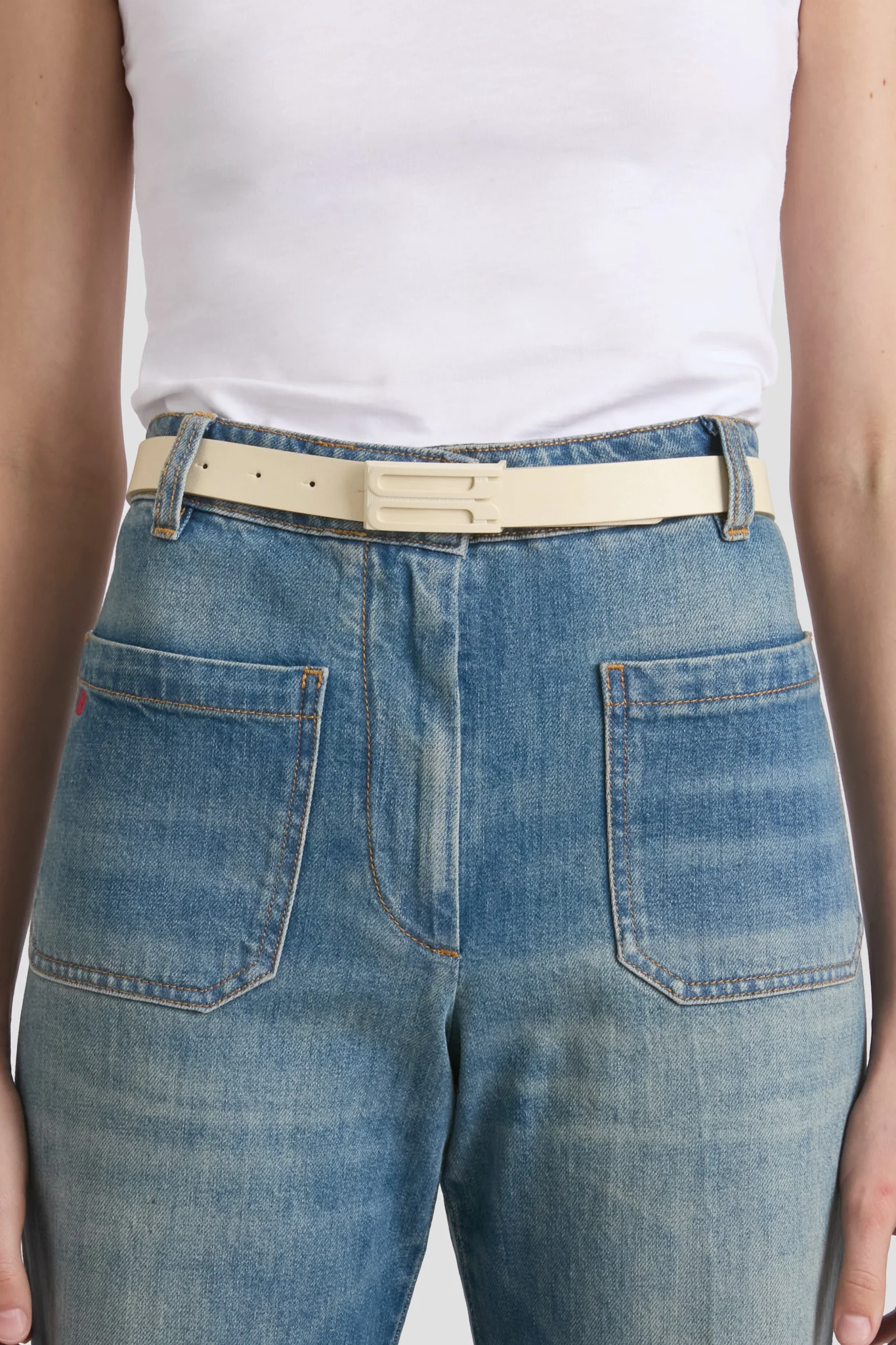 Tonal Dorian Belt In Ivory Smooth Leather - XNAUWBI