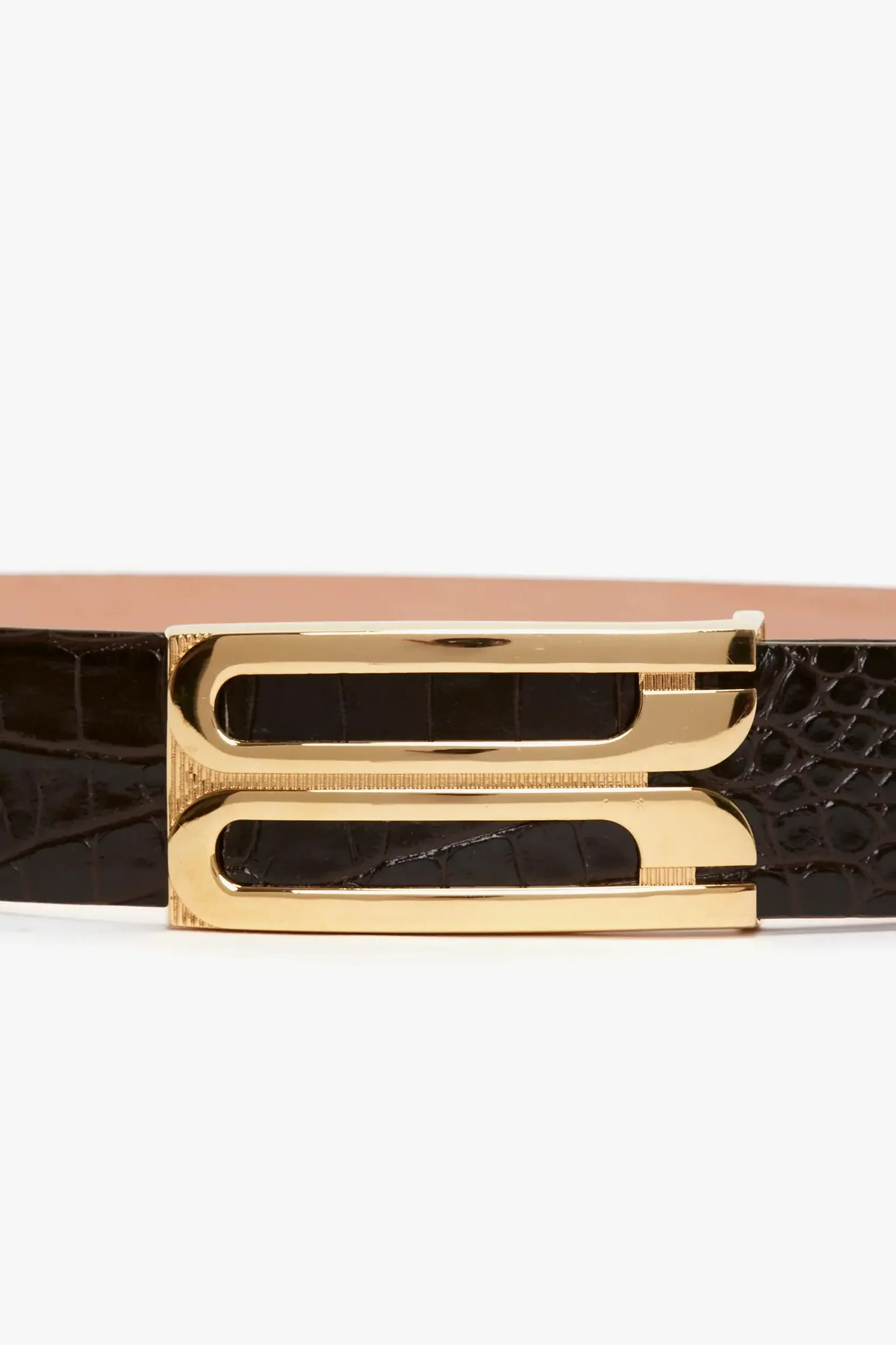 Jumbo Dorian Belt In Chocolate Croc Embossed Leather - XNAUWBI