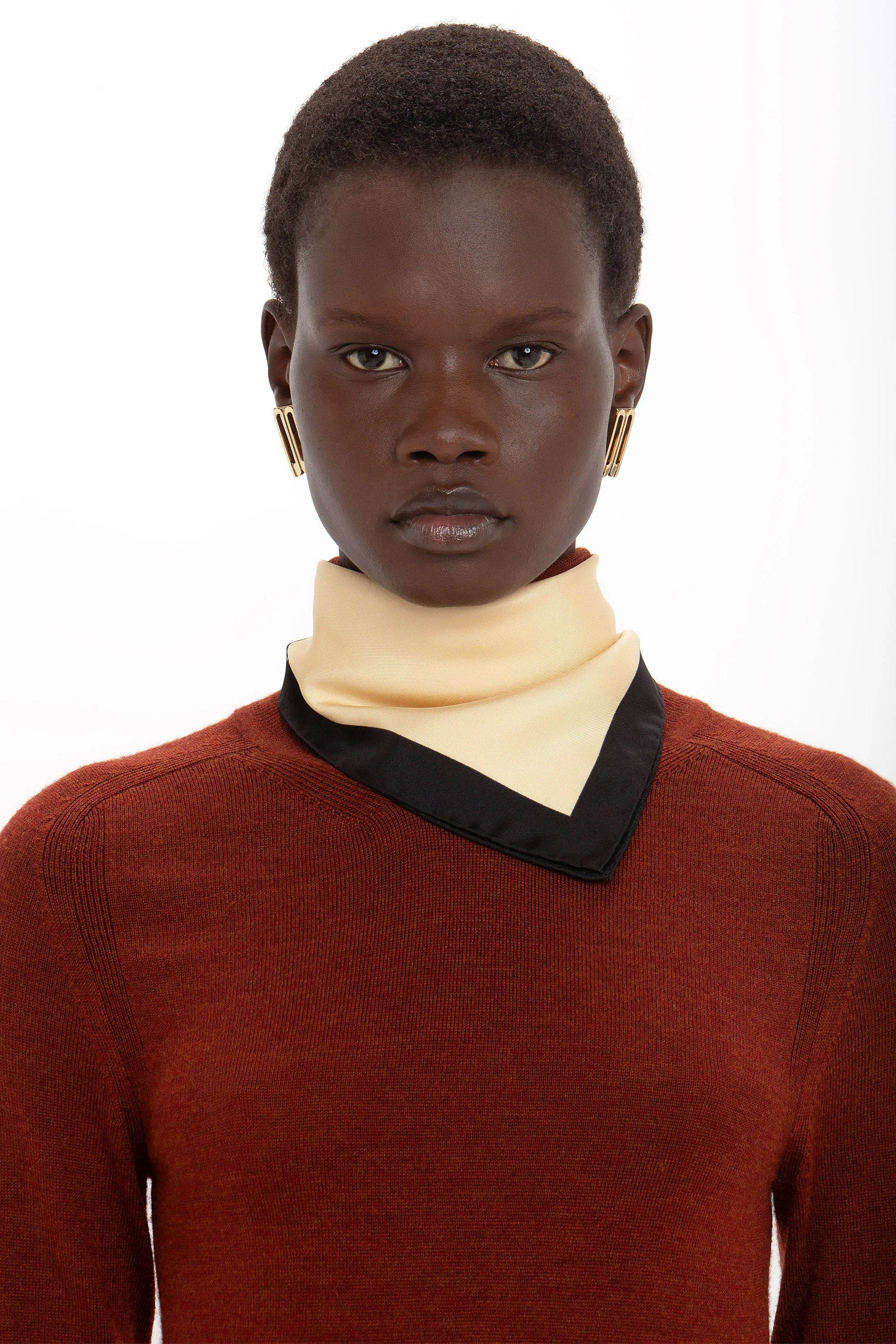 Colour Block Silk Scarf In Macadamia - XNAUWBI