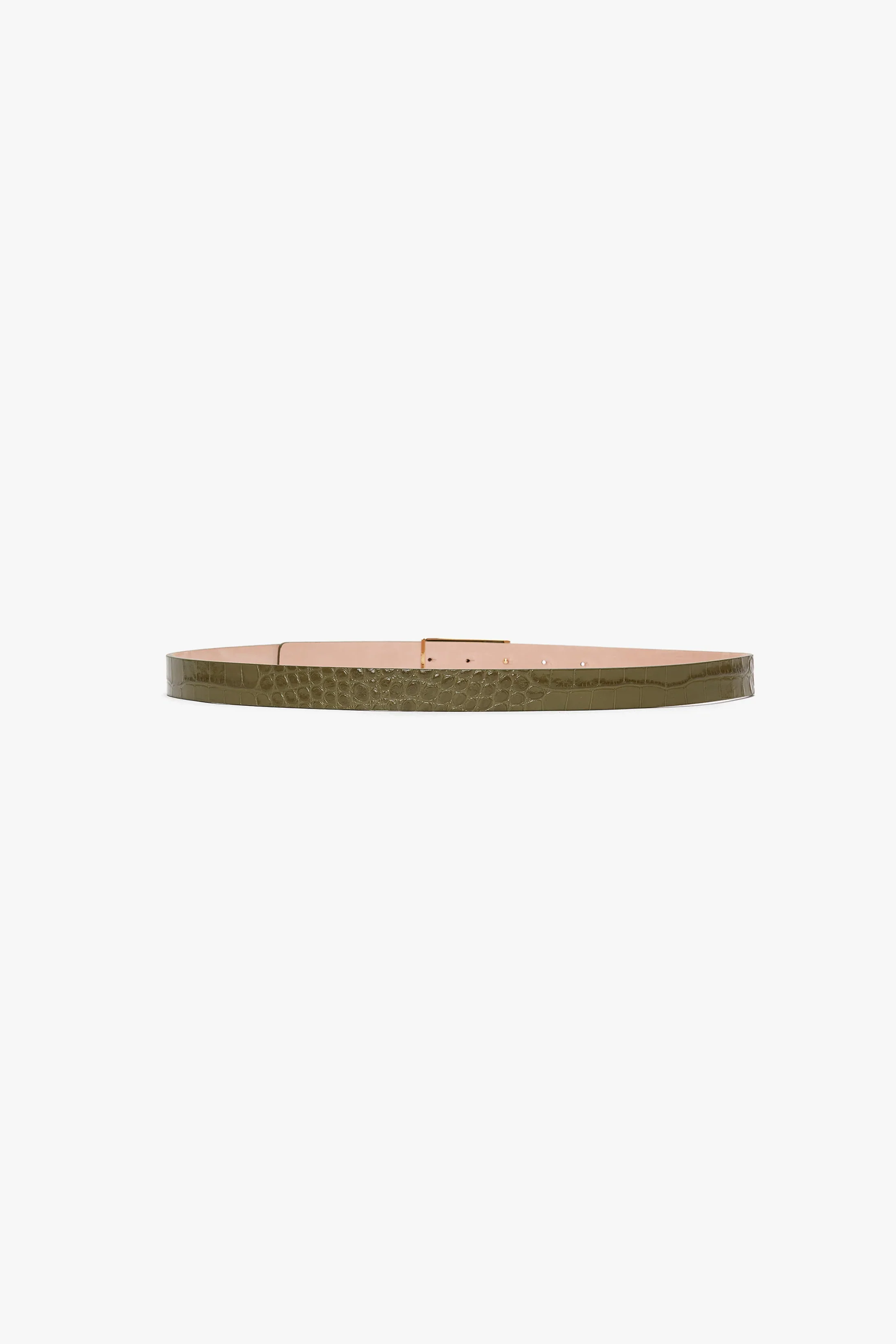 Dorian Belt In Khaki Croc Embossed Calf Leather - XNAUWBI
