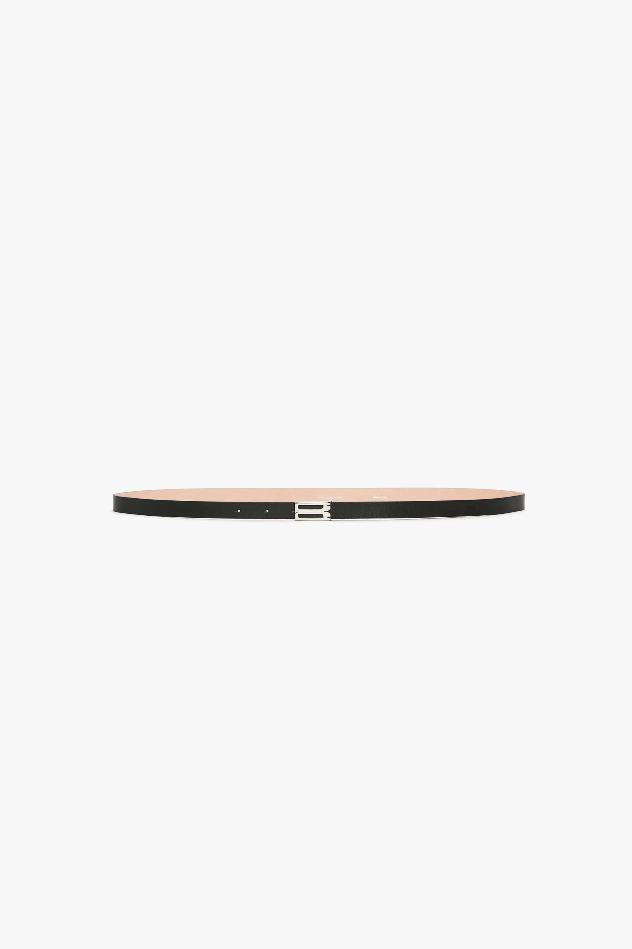 Silver Buckle Micro Dorian Belt In Black Grained Leather - XNAUWBI