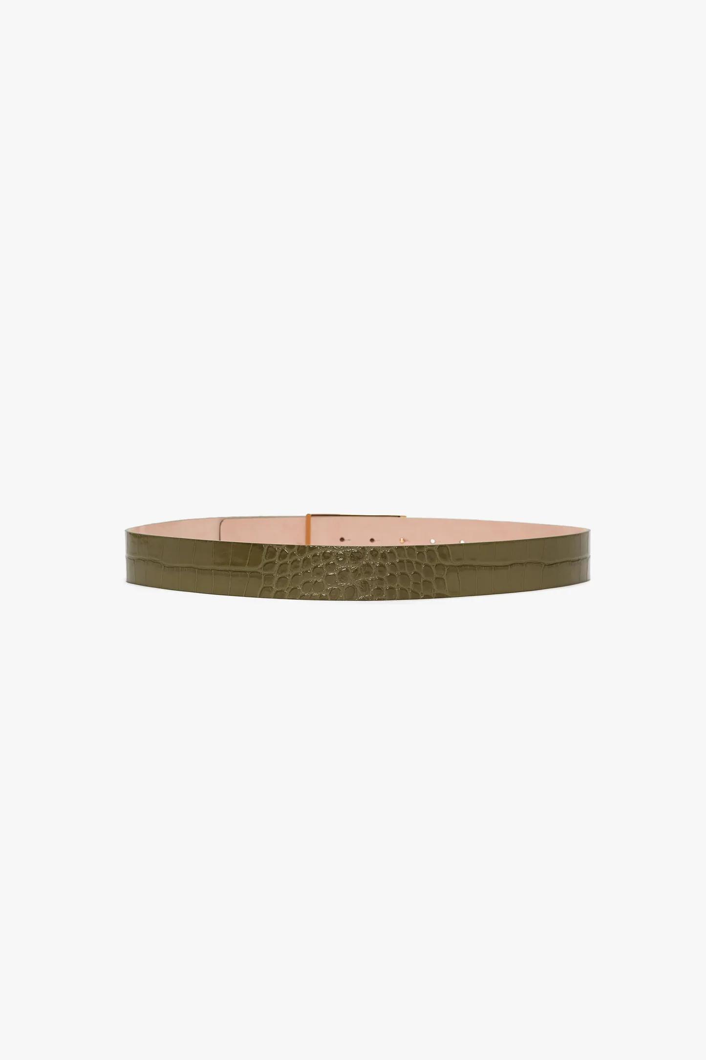 Jumbo Dorian Belt In Khaki Croc Embossed Calf Leather - XNAUWBI