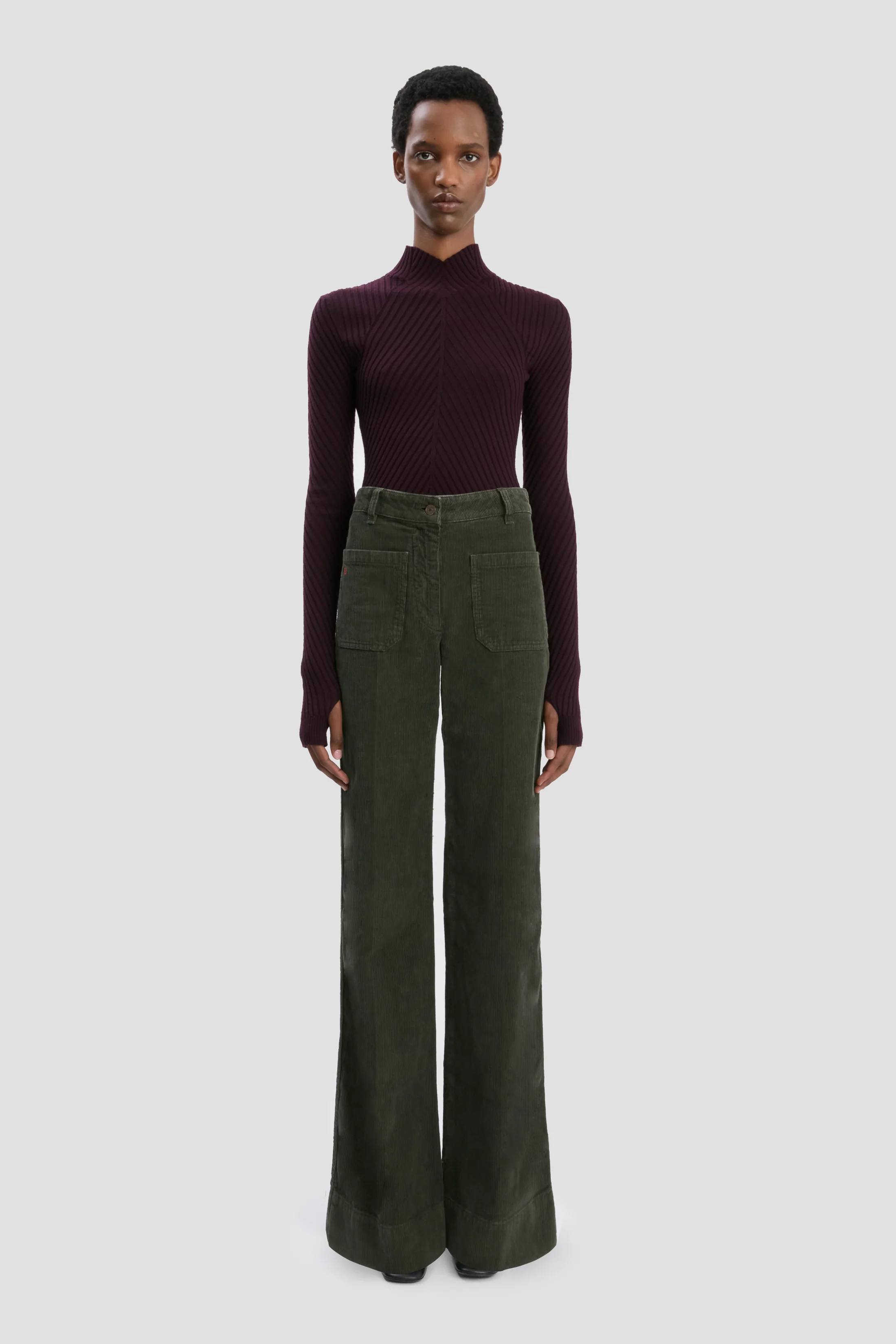 Alina Corduroy Jean In Khaki - XNAUWBI