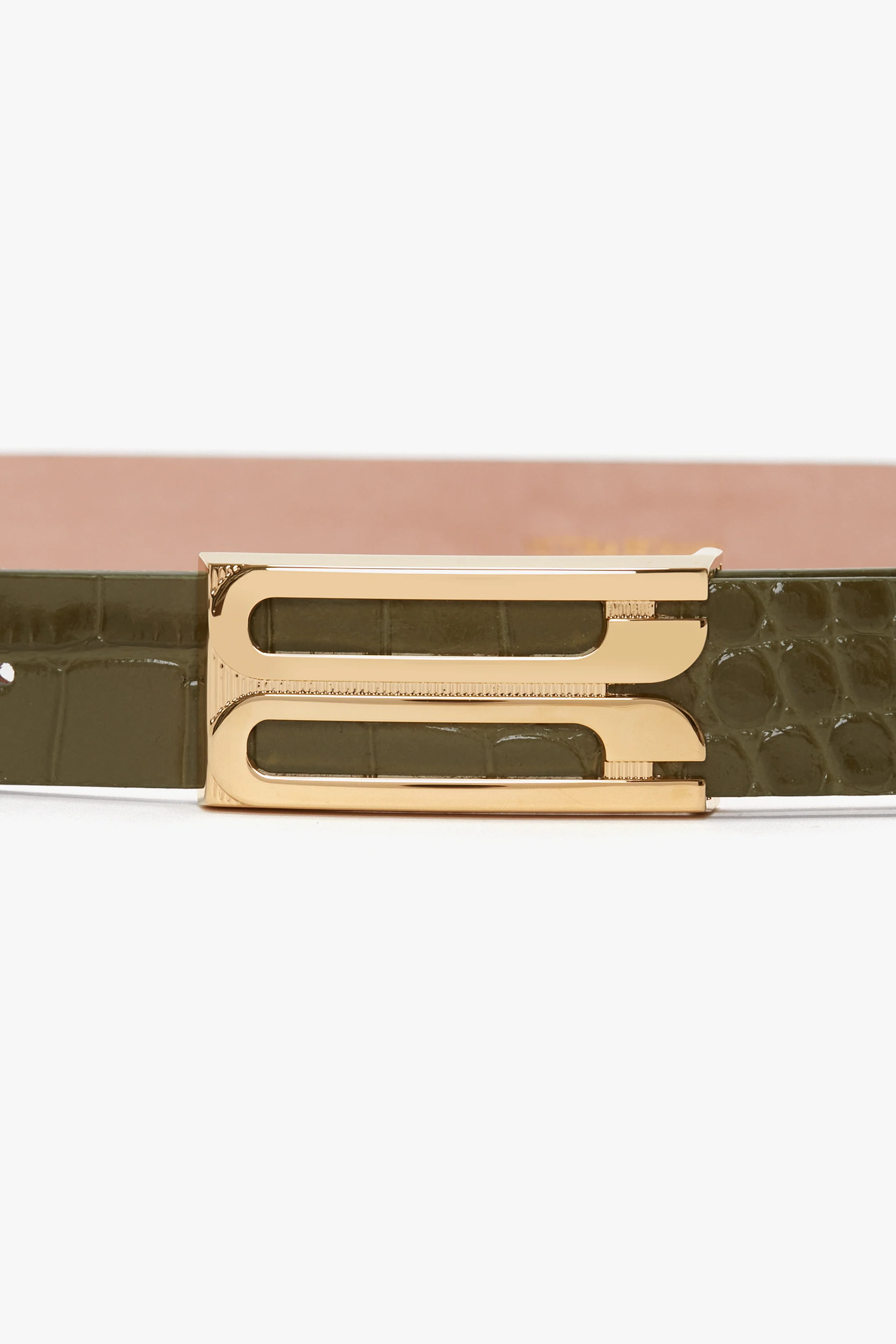 Dorian Belt In Khaki Croc Embossed Calf Leather - XNAUWBI