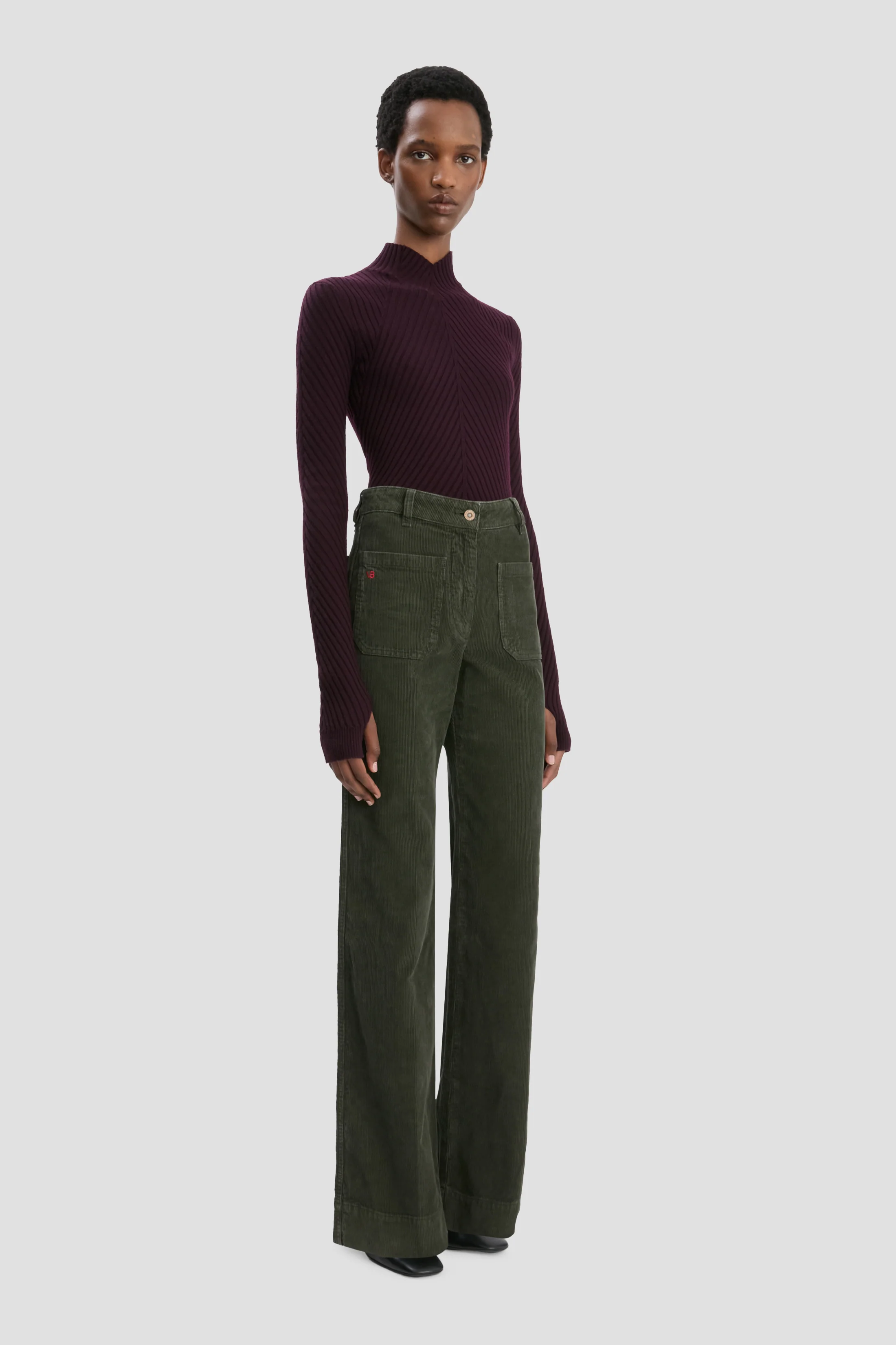 Alina Corduroy Jean In Khaki - XNAUWBI