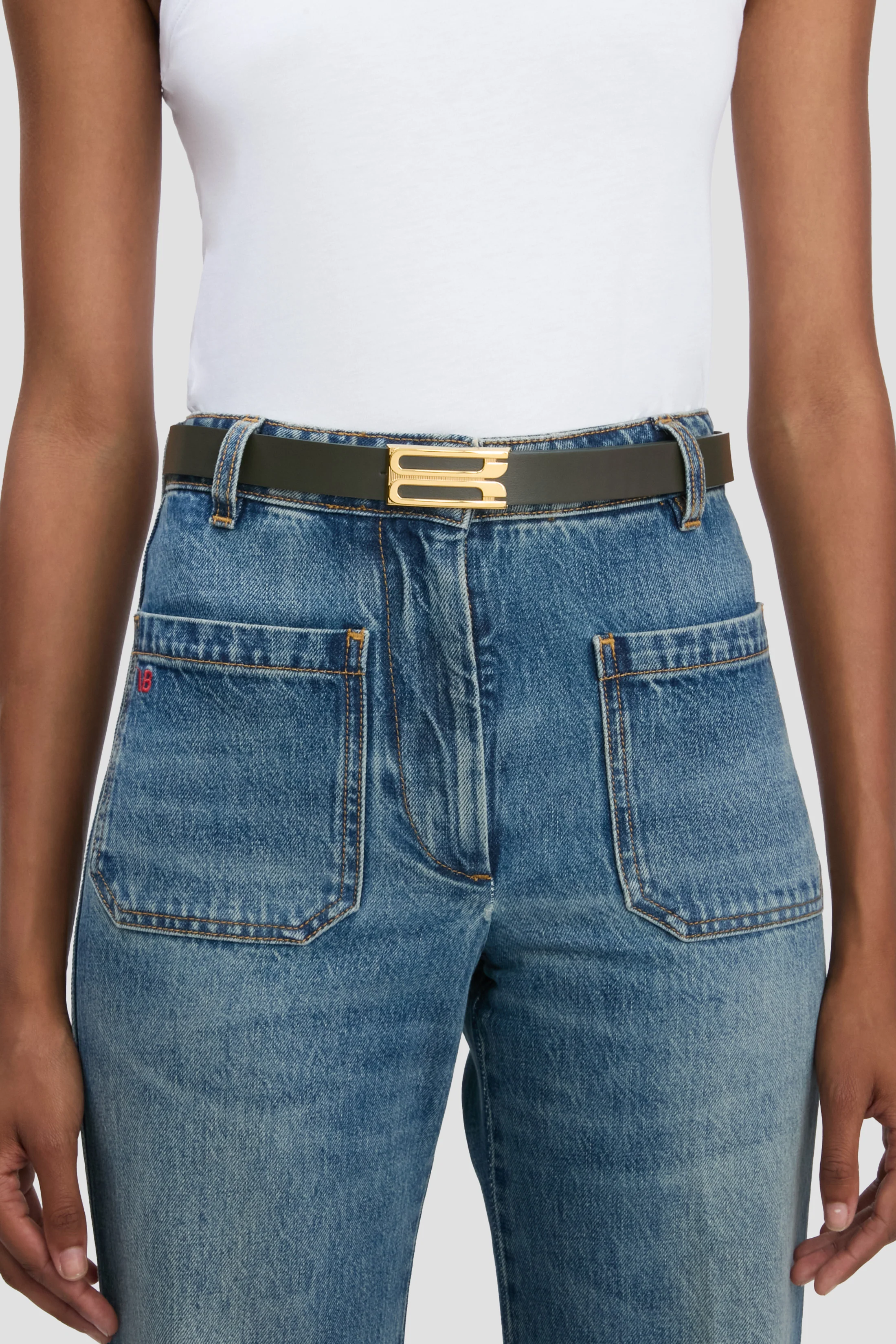 Dorian Belt In Dark Olive Smooth Leather - XNAUWBI
