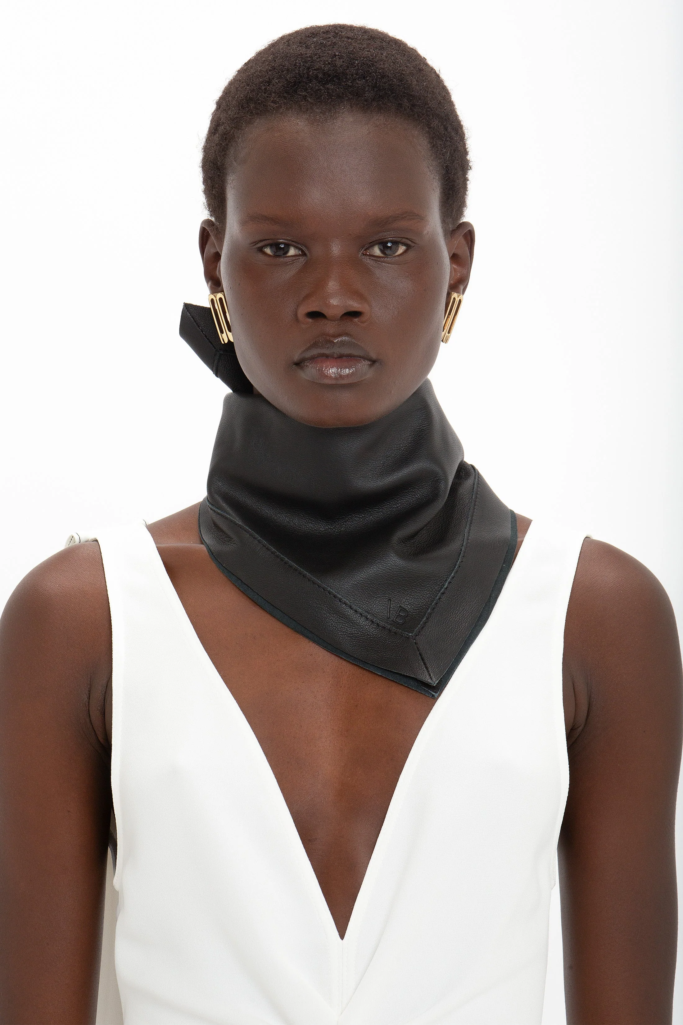 Leather Scarf In Black - XNAUWBI