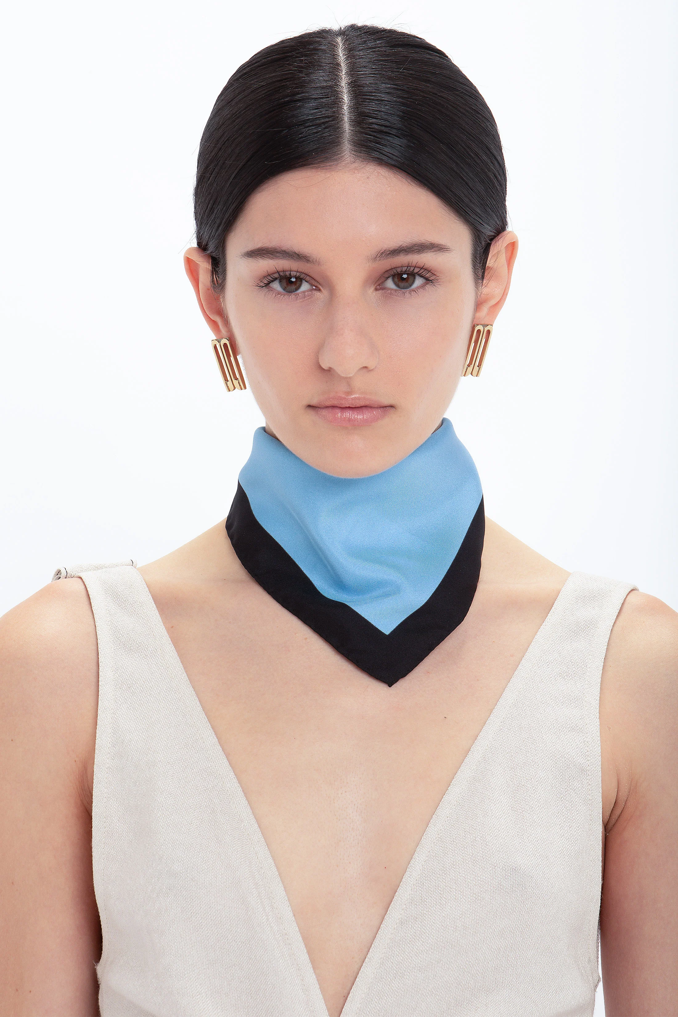 Colour Block Silk Scarf In Marina - XNAUWBI