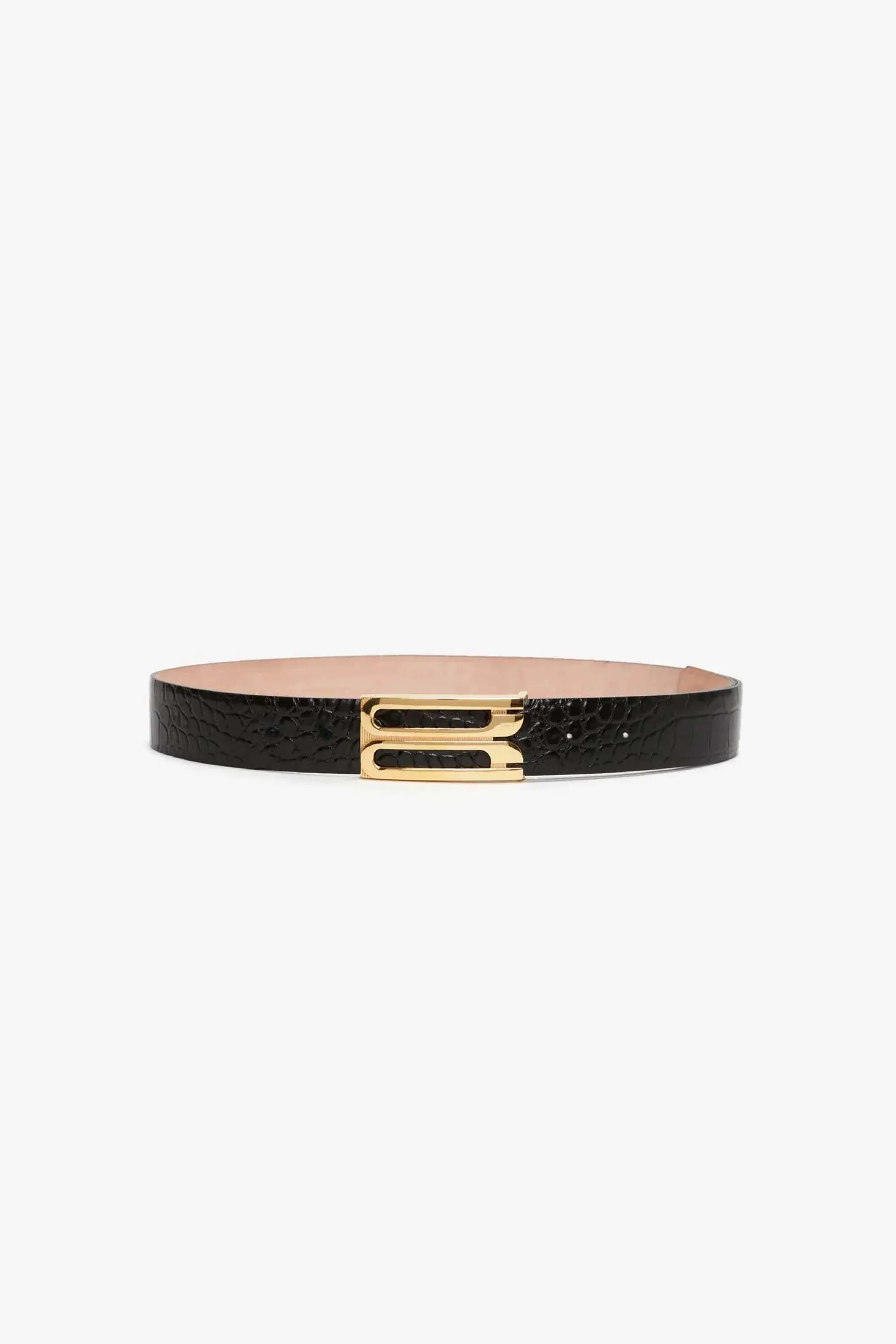 Jumbo Dorian Belt In Black Croc Embossed Calf Leather - XNAUWBI