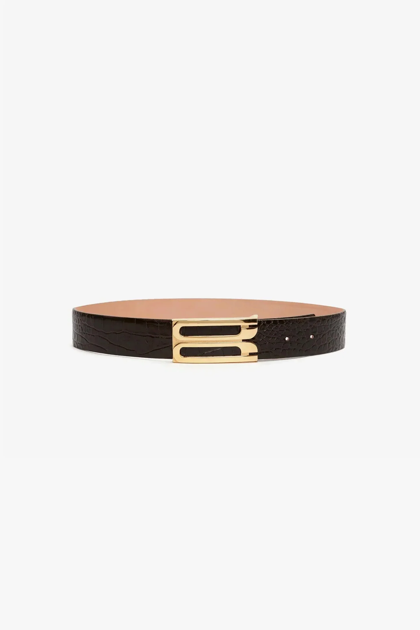 Jumbo Dorian Belt In Chocolate Croc Embossed Leather - XNAUWBI