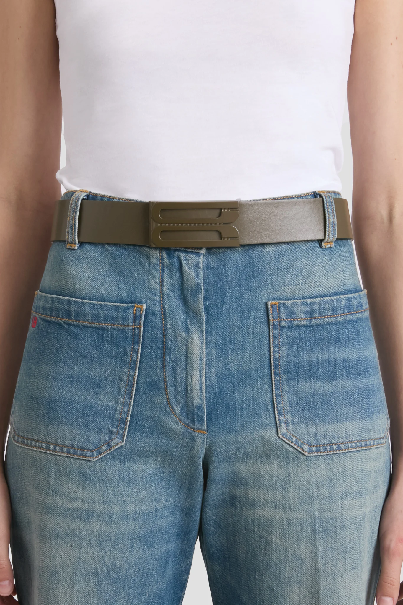 Tonal Jumbo Dorian Belt In Dark Khaki Smooth Leather - XNAUWBI