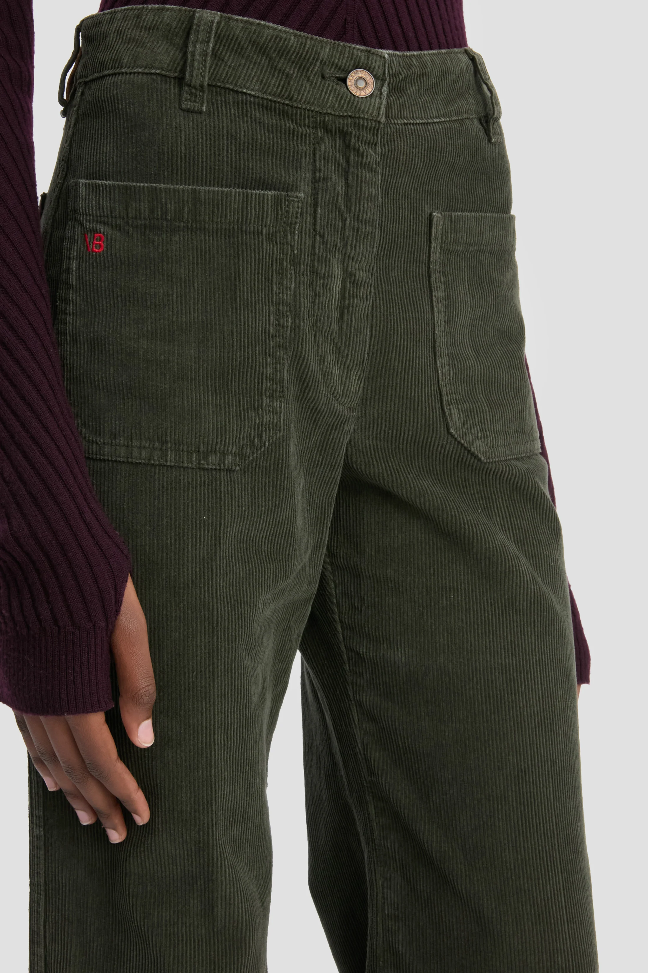 Alina Corduroy Jean In Khaki - XNAUWBI