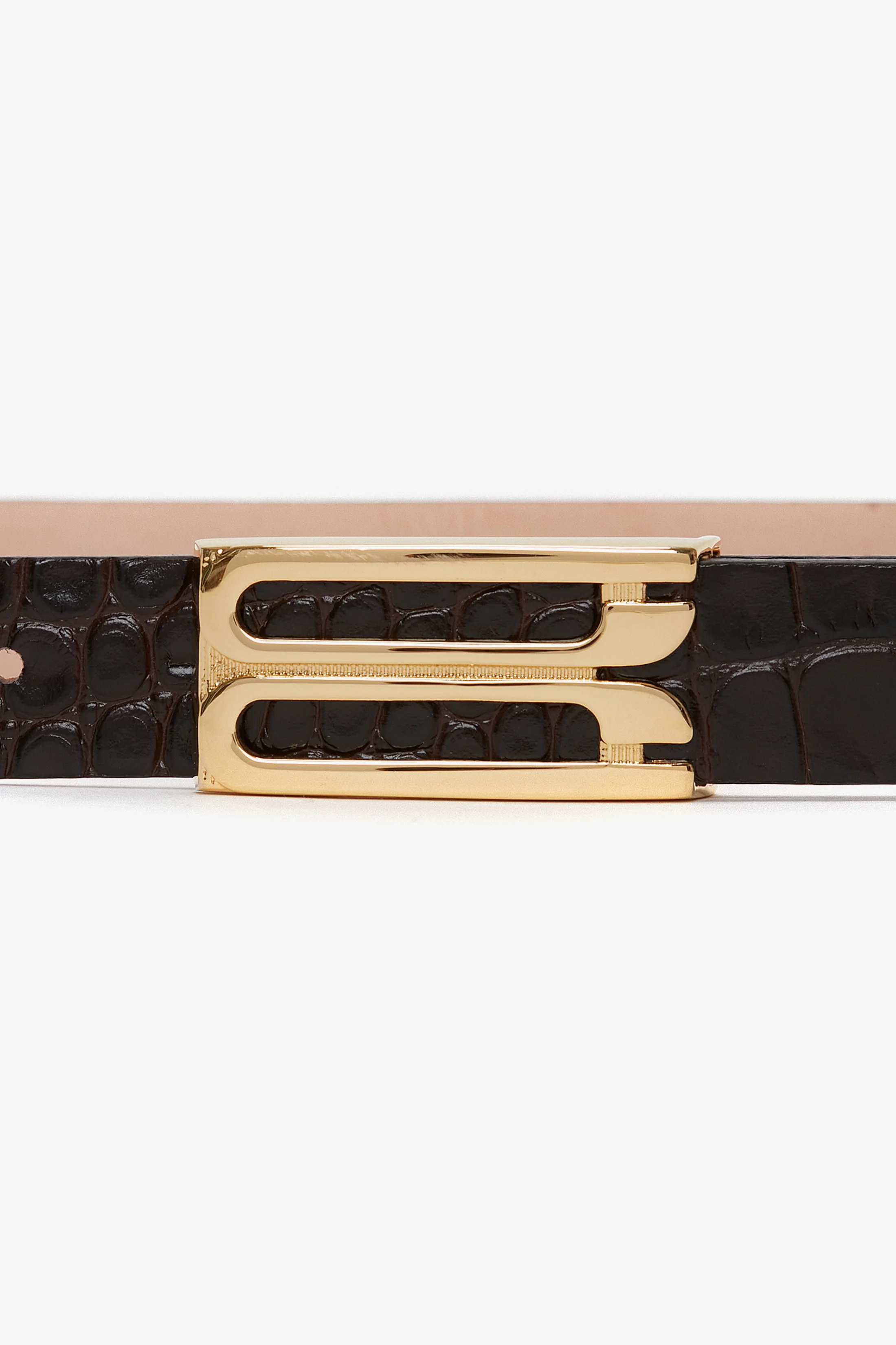 Dorian Belt In Espresso Croc Embossed Calf Leather - XNAUWBI