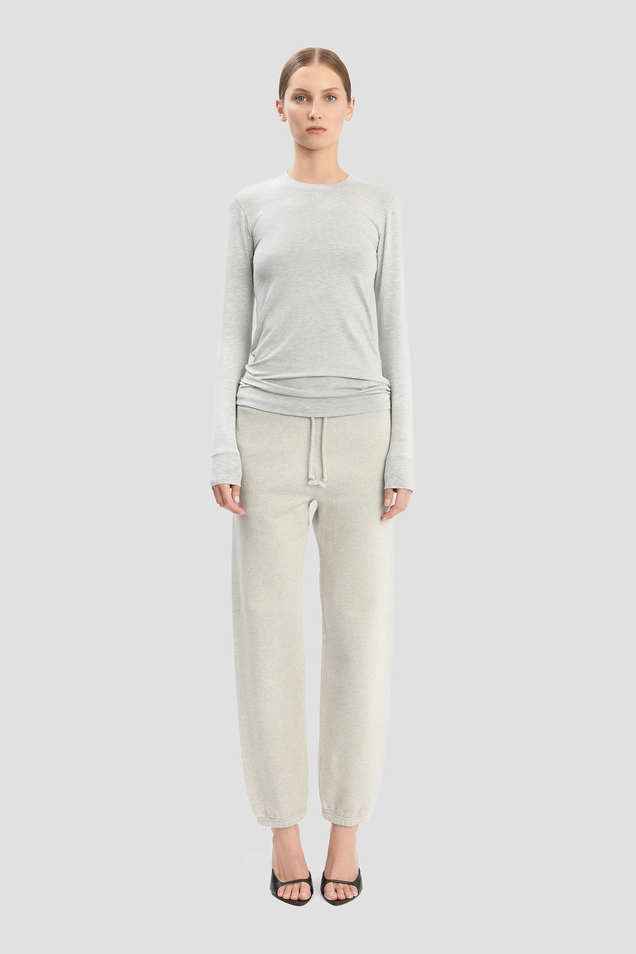 Long Sleeve Tee In Grey Marl - XNAUWBI