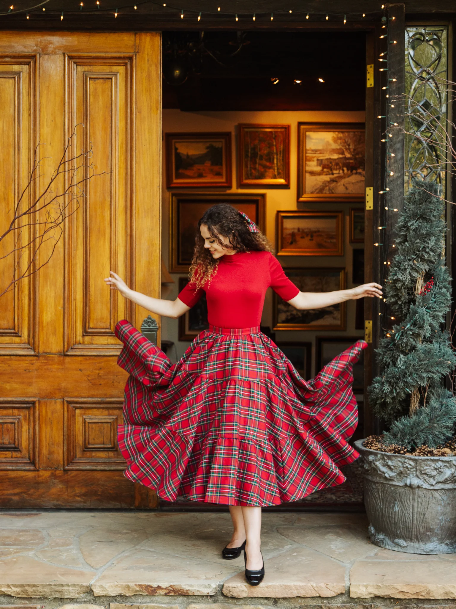 Madonna Skirt in Red Plaid - XNAUWBI