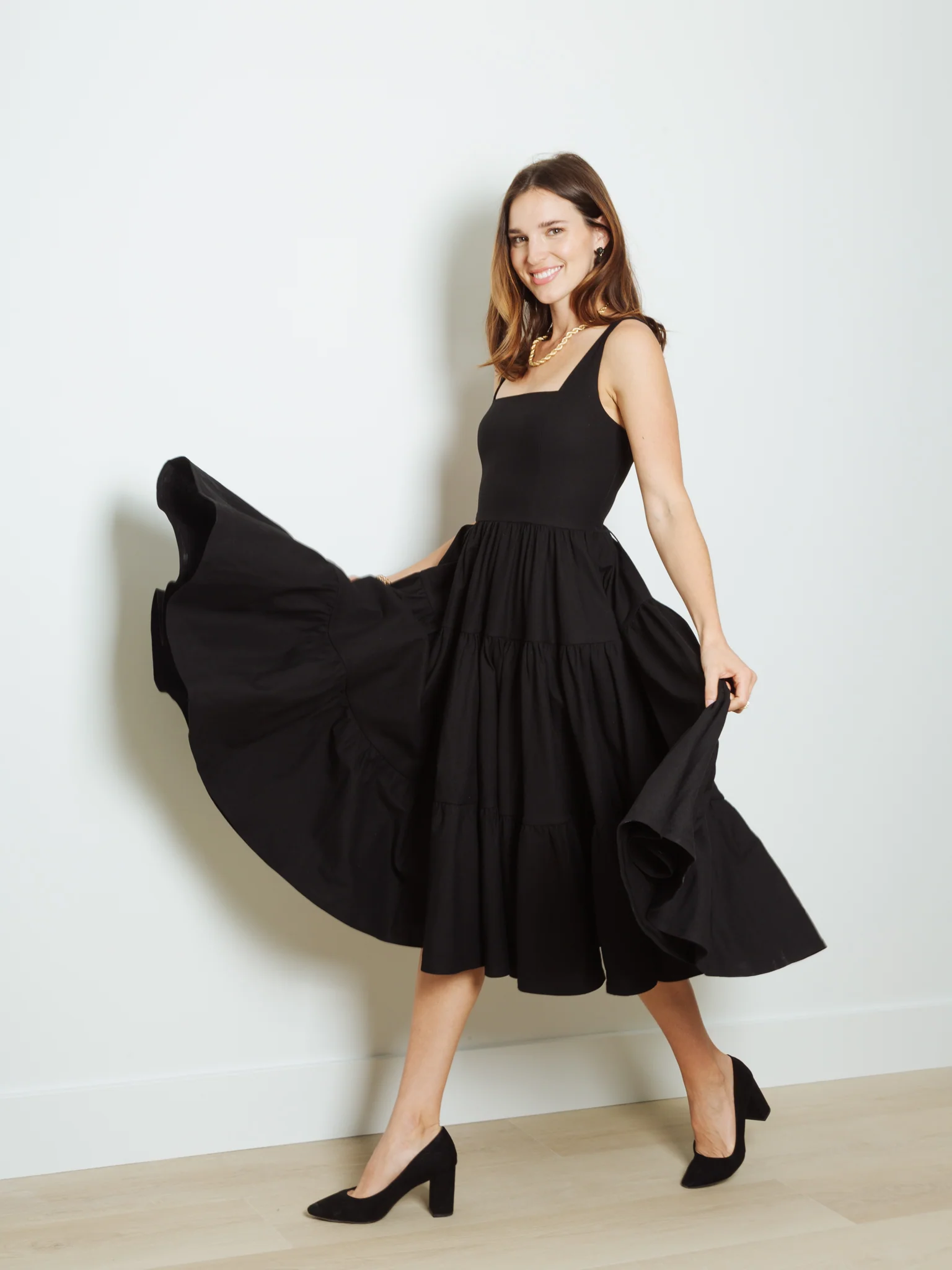 Madonna Midi Dress in Odile Black - XNAUWBI