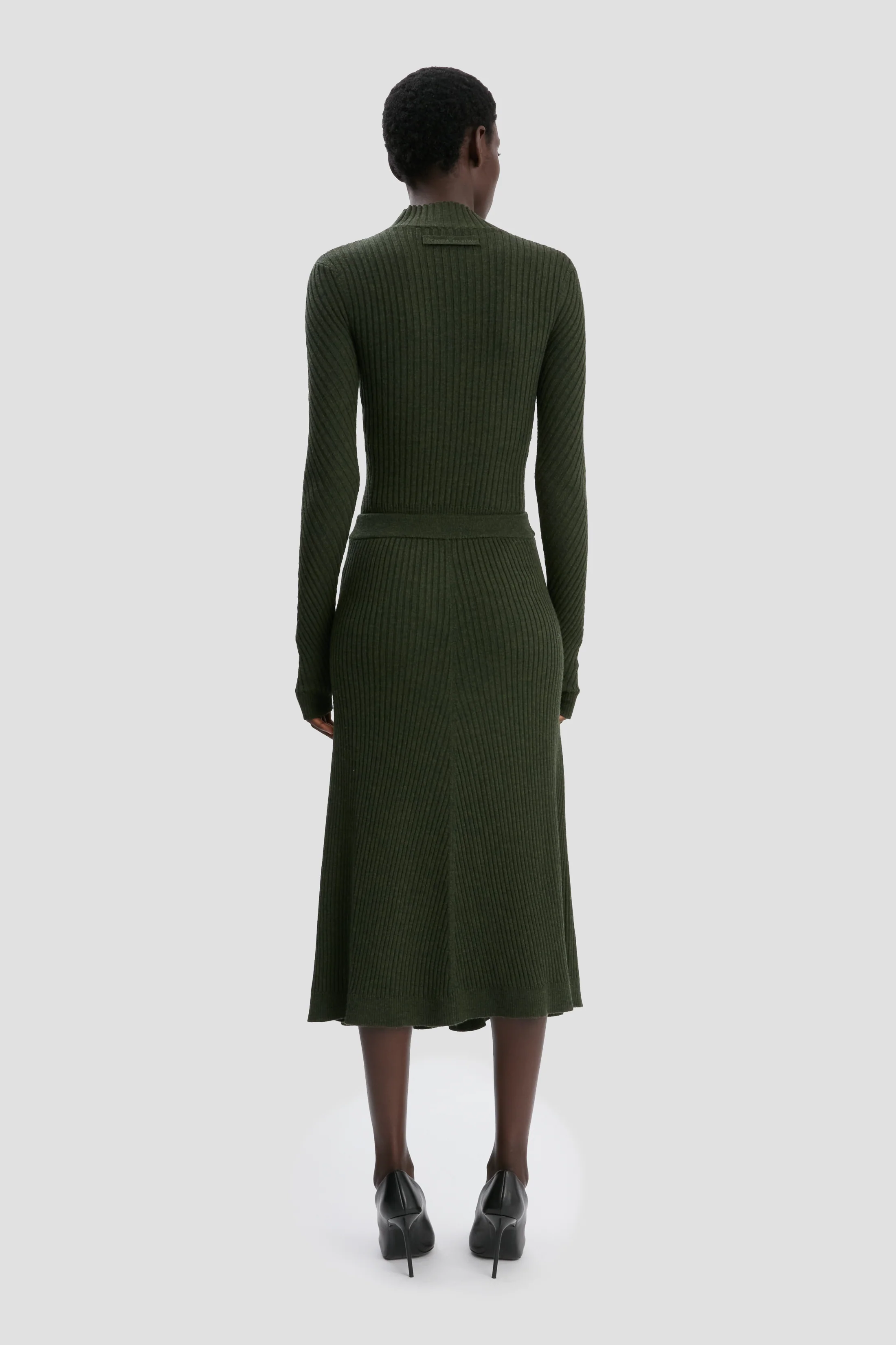 Ribbed Midi Knit Skirt In Oregano - XNAUWBI